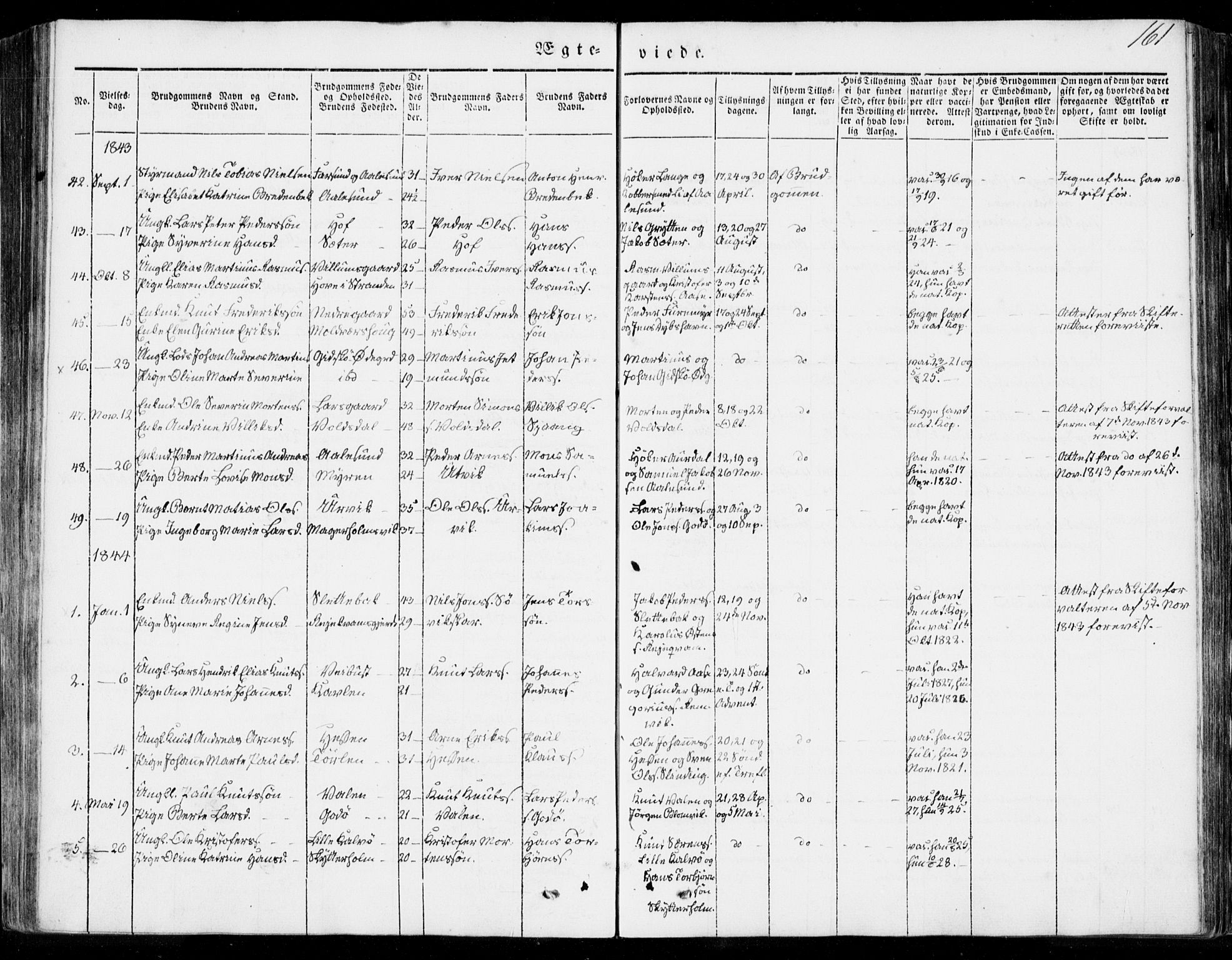 Ministerialprotokoller, klokkerbøker og fødselsregistre - Møre og Romsdal, SAT/A-1454/528/L0396: Parish register (official) no. 528A07, 1839-1847, p. 161