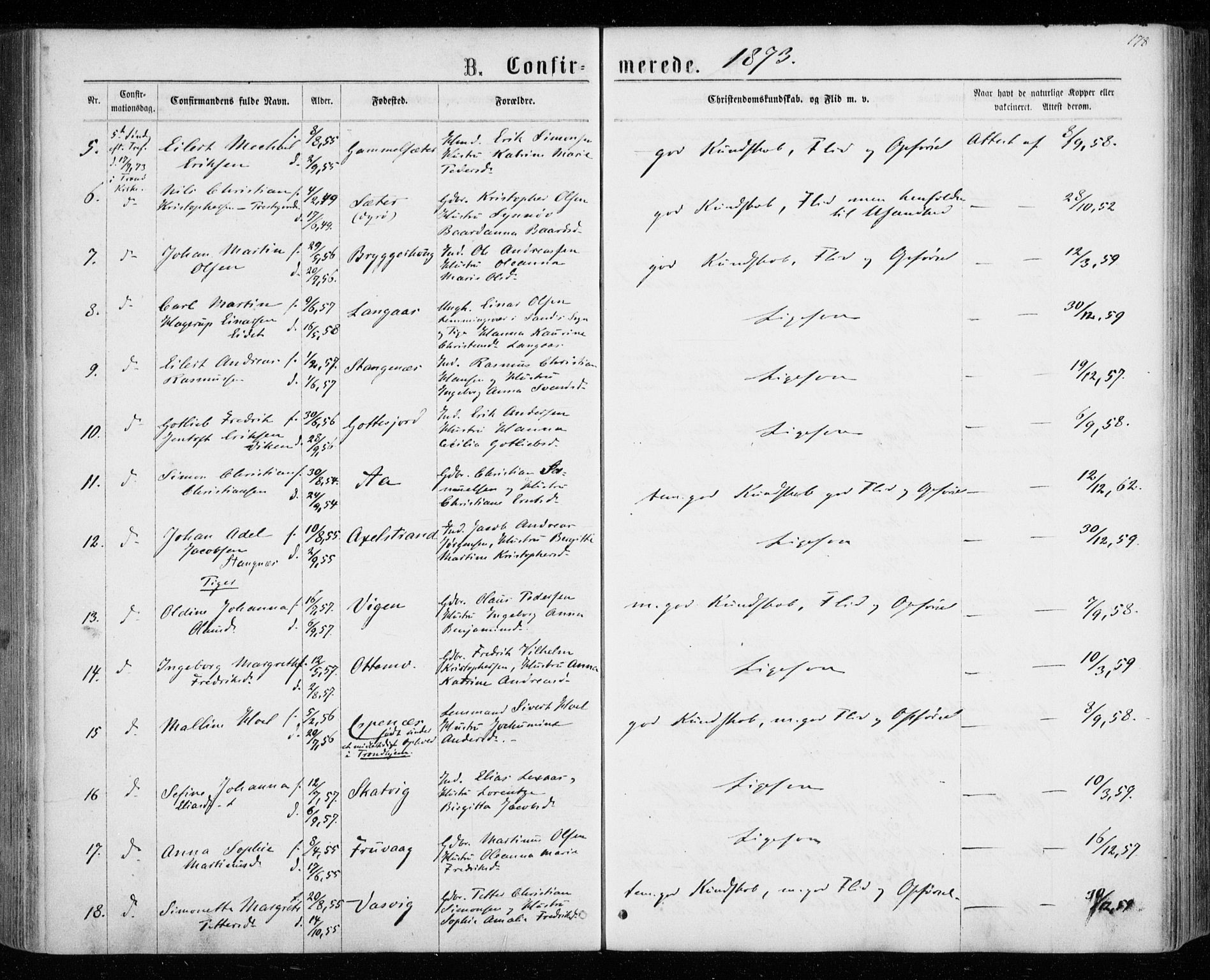 Tranøy sokneprestkontor, AV/SATØ-S-1313/I/Ia/Iaa/L0008kirke: Parish register (official) no. 8, 1867-1877, p. 178