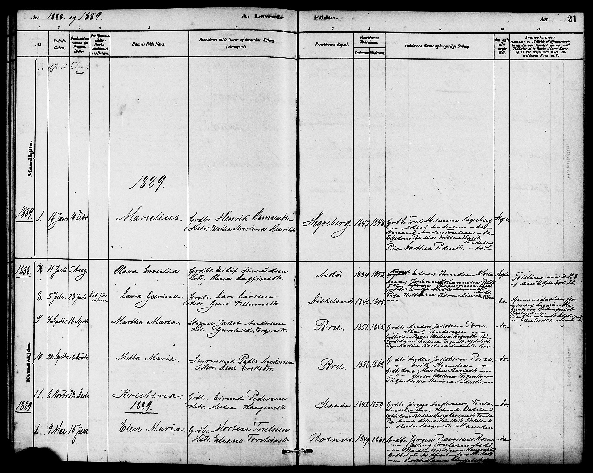 Rennesøy sokneprestkontor, SAST/A -101827/H/Ha/Haa/L0009: Parish register (official) no. A 9, 1878-1890, p. 21