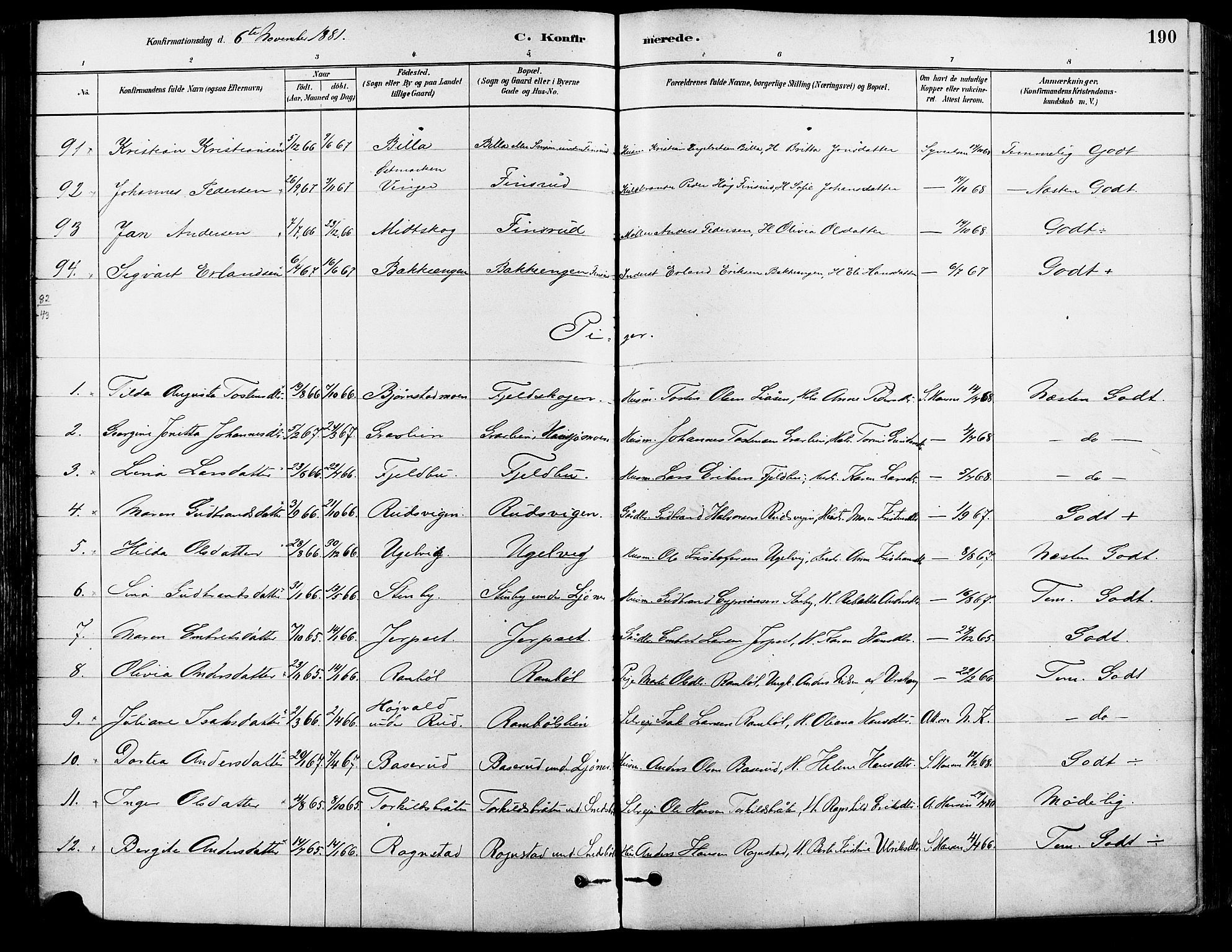 Eidskog prestekontor, AV/SAH-PREST-026/H/Ha/Haa/L0003: Parish register (official) no. 3, 1879-1892, p. 190