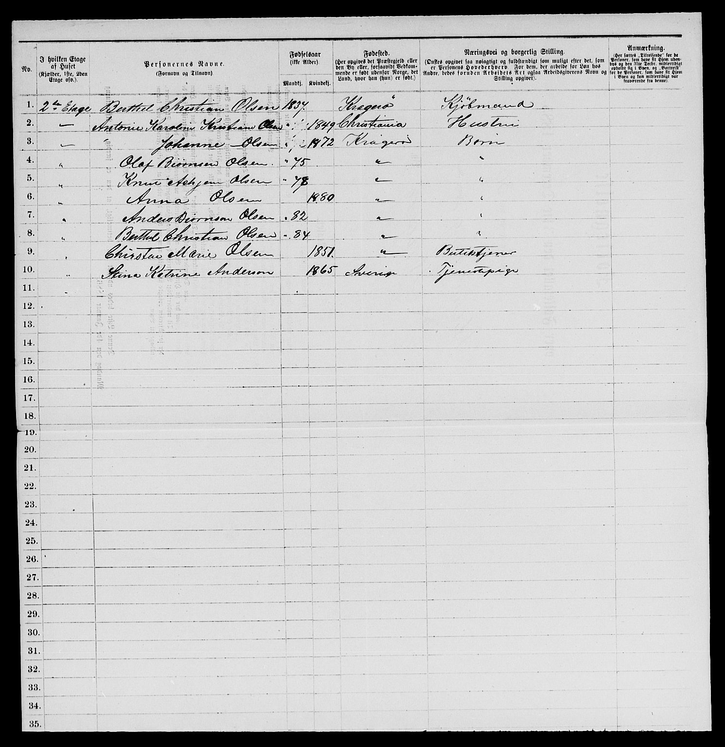 SAKO, 1885 census for 0801 Kragerø, 1885, p. 65