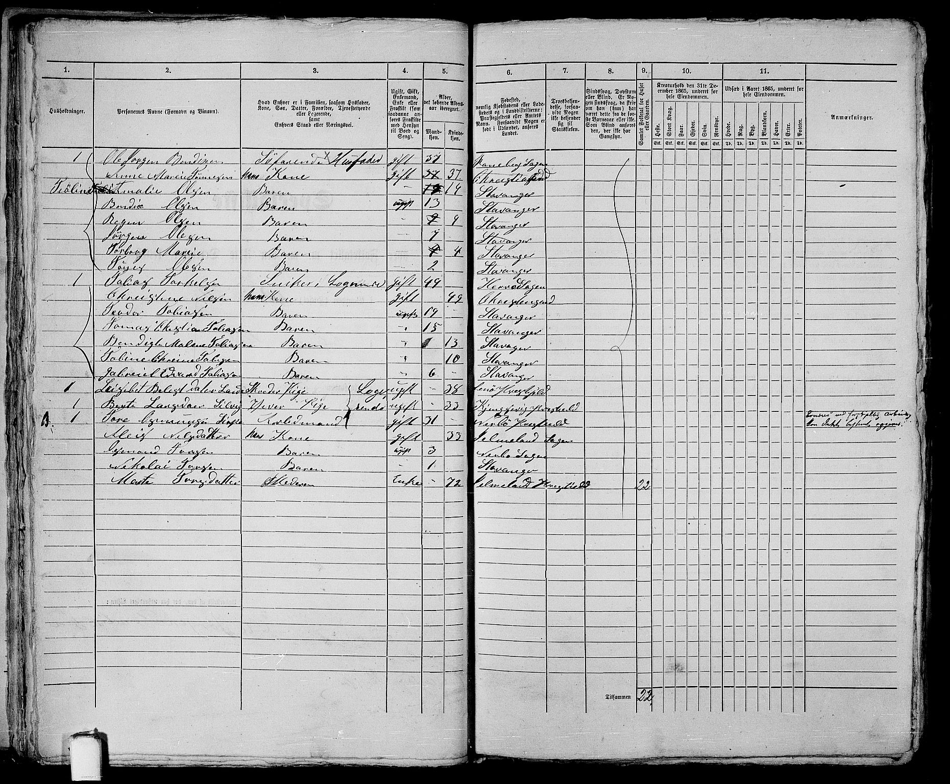 RA, 1865 census for Stavanger, 1865, p. 59