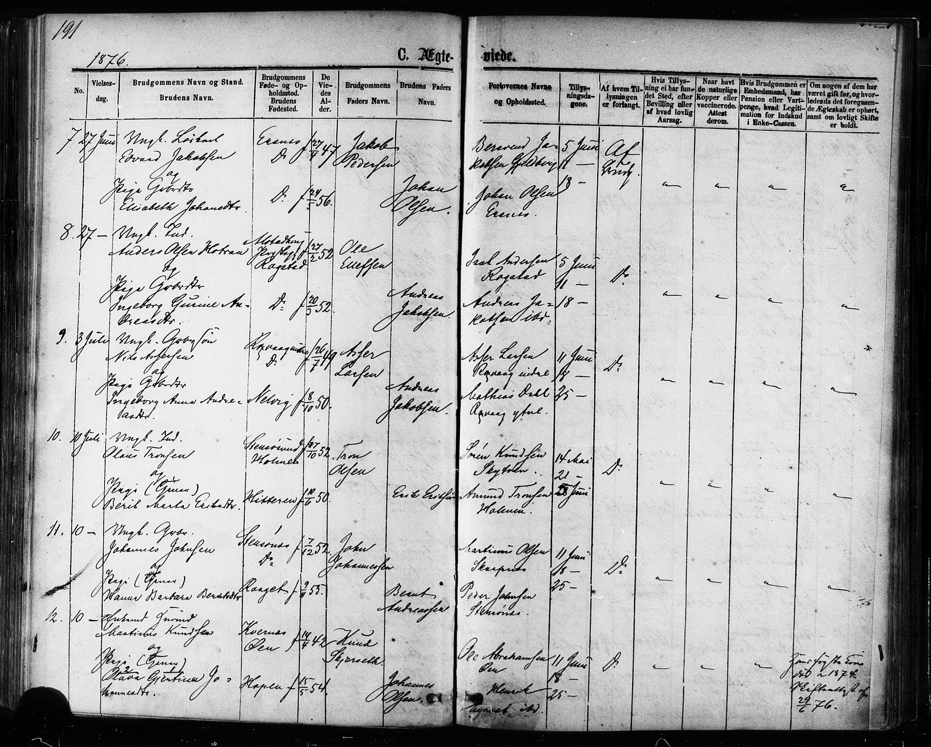 Ministerialprotokoller, klokkerbøker og fødselsregistre - Møre og Romsdal, AV/SAT-A-1454/581/L0938: Parish register (official) no. 581A06, 1873-1879, p. 191