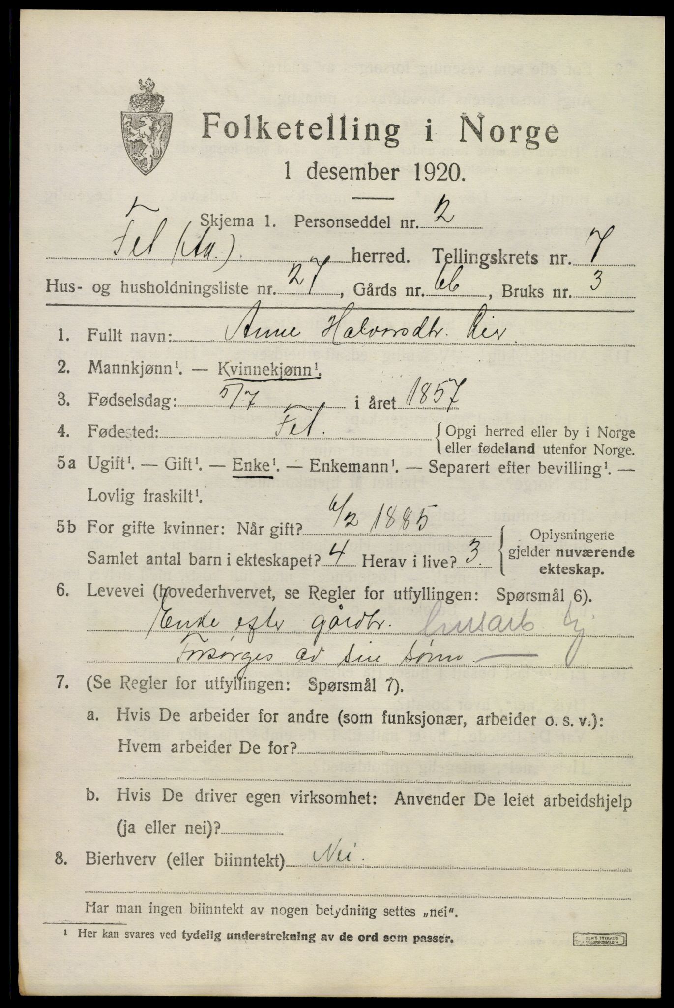 SAO, 1920 census for Fet, 1920, p. 8298