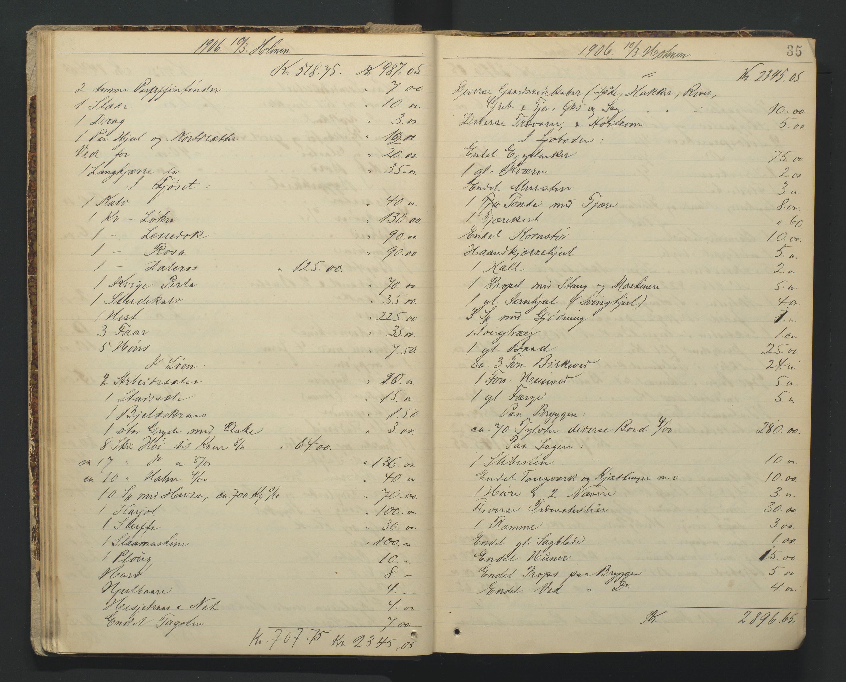 Torridal sorenskriveri, AV/SAK-1221-0012/H/Hc/L0012: Skifteregistreringsprotokoll Søgne og Greipstad lensmannsdistrikt nr. 2, 1903-1918, p. 35