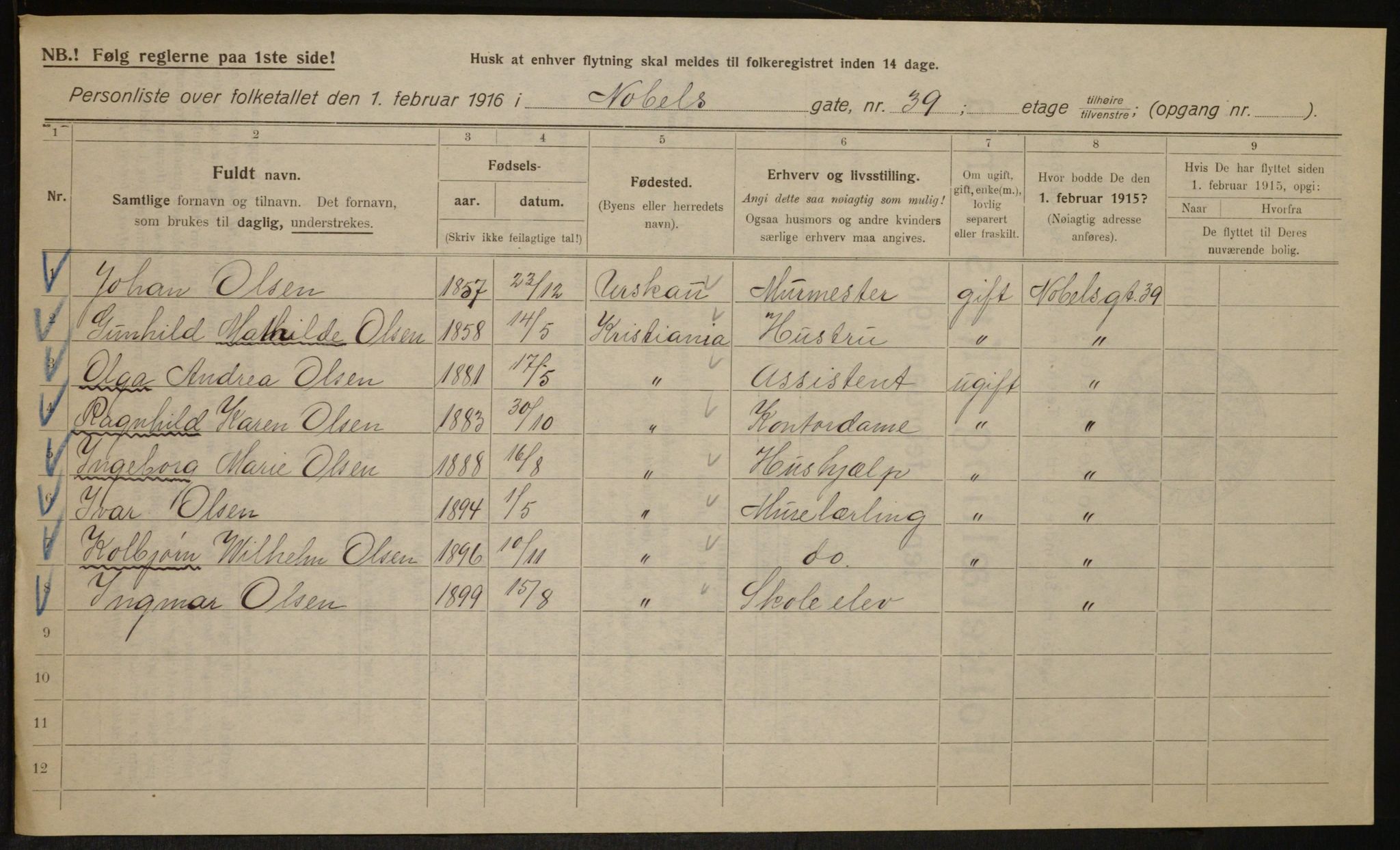 OBA, Municipal Census 1916 for Kristiania, 1916, p. 73148