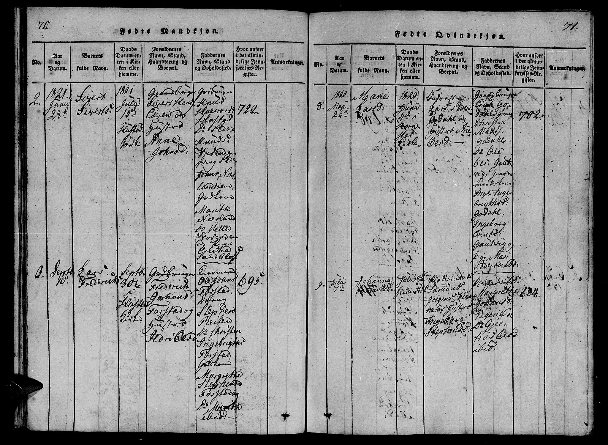 Ministerialprotokoller, klokkerbøker og fødselsregistre - Møre og Romsdal, AV/SAT-A-1454/566/L0764: Parish register (official) no. 566A03 /2, 1817-1829, p. 70-71