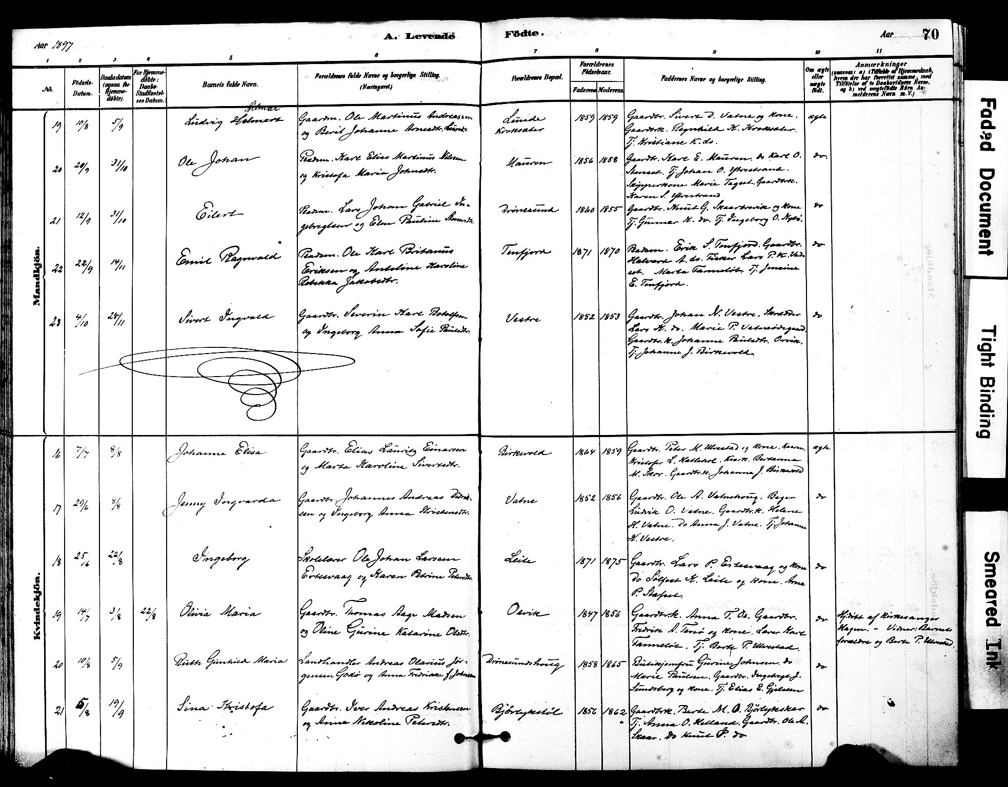 Ministerialprotokoller, klokkerbøker og fødselsregistre - Møre og Romsdal, AV/SAT-A-1454/525/L0374: Parish register (official) no. 525A04, 1880-1899, p. 70