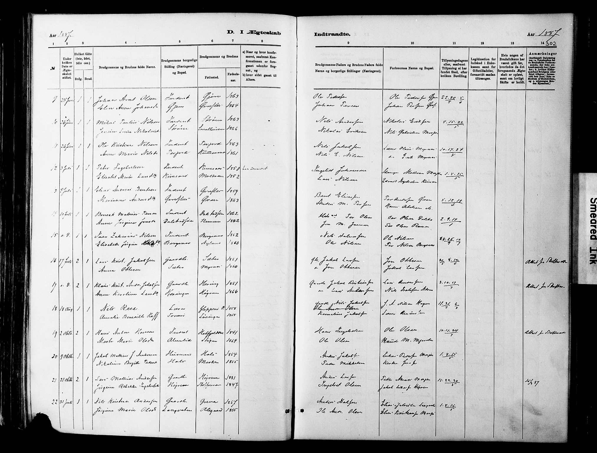 Ministerialprotokoller, klokkerbøker og fødselsregistre - Nordland, SAT/A-1459/820/L0295: Parish register (official) no. 820A16, 1880-1896, p. 302