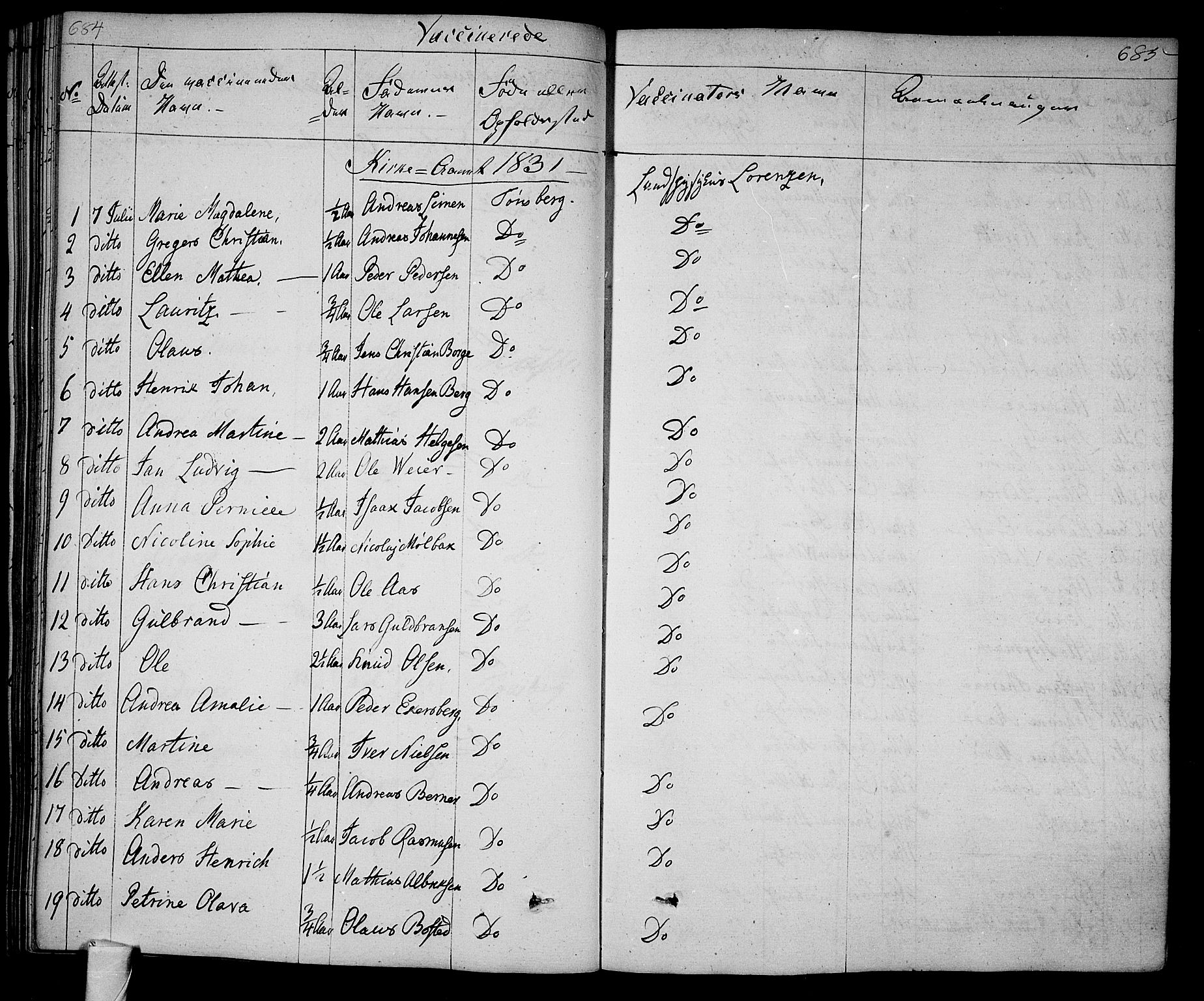 Tønsberg kirkebøker, SAKO/A-330/F/Fa/L0005: Parish register (official) no. I 5, 1827-1836, p. 684-685