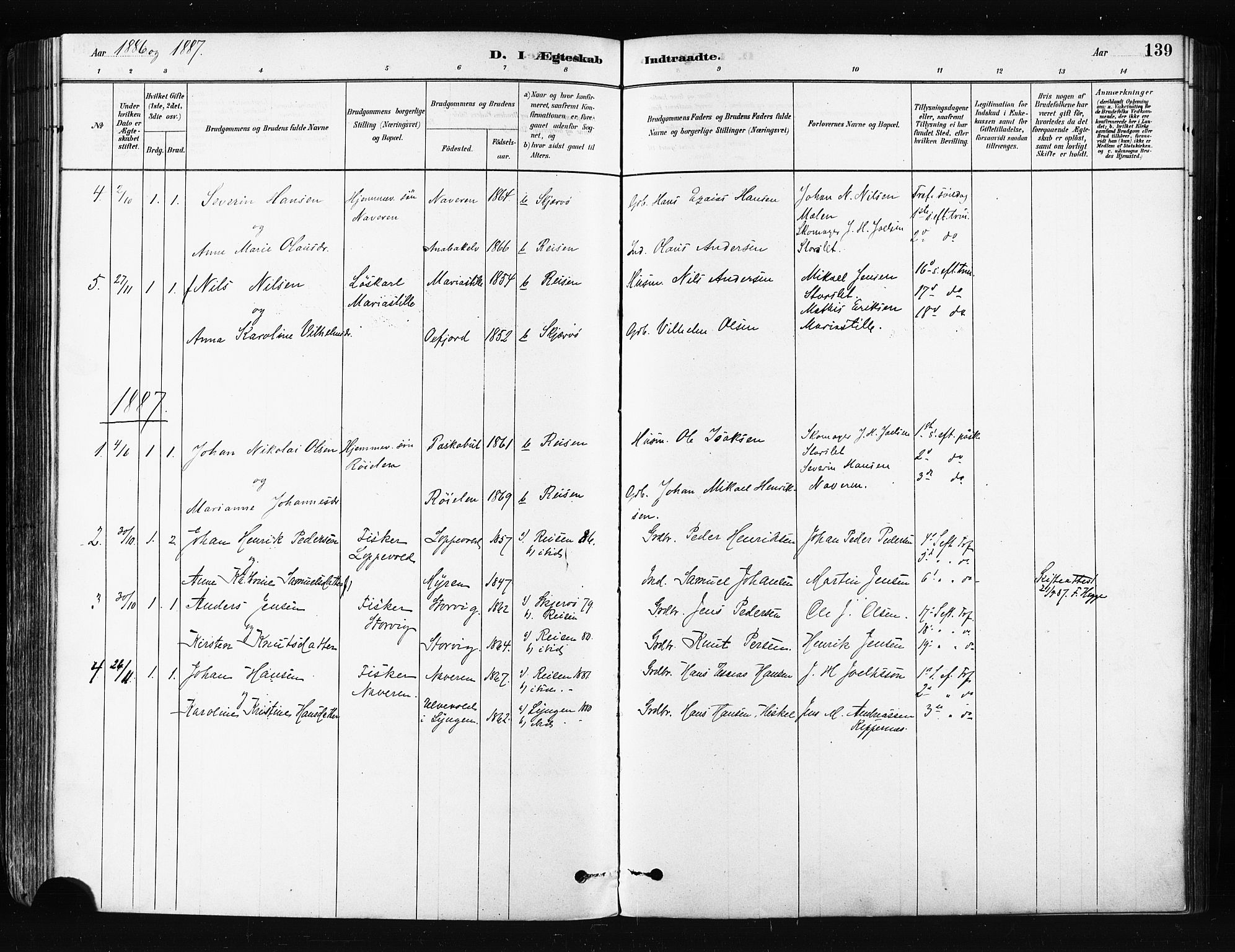 Skjervøy sokneprestkontor, SATØ/S-1300/H/Ha/Haa/L0014kirke: Parish register (official) no. 14, 1878-1894, p. 139