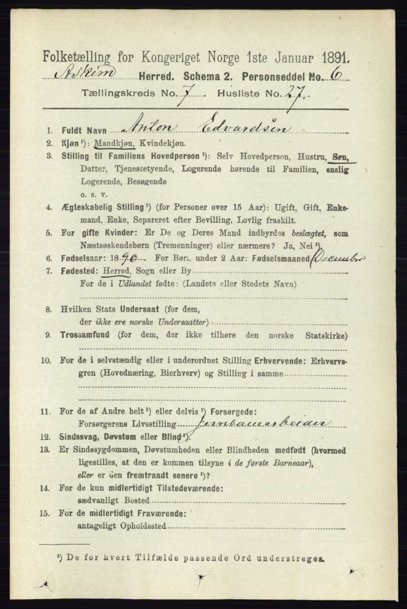 RA, 1891 census for 0124 Askim, 1891, p. 1169