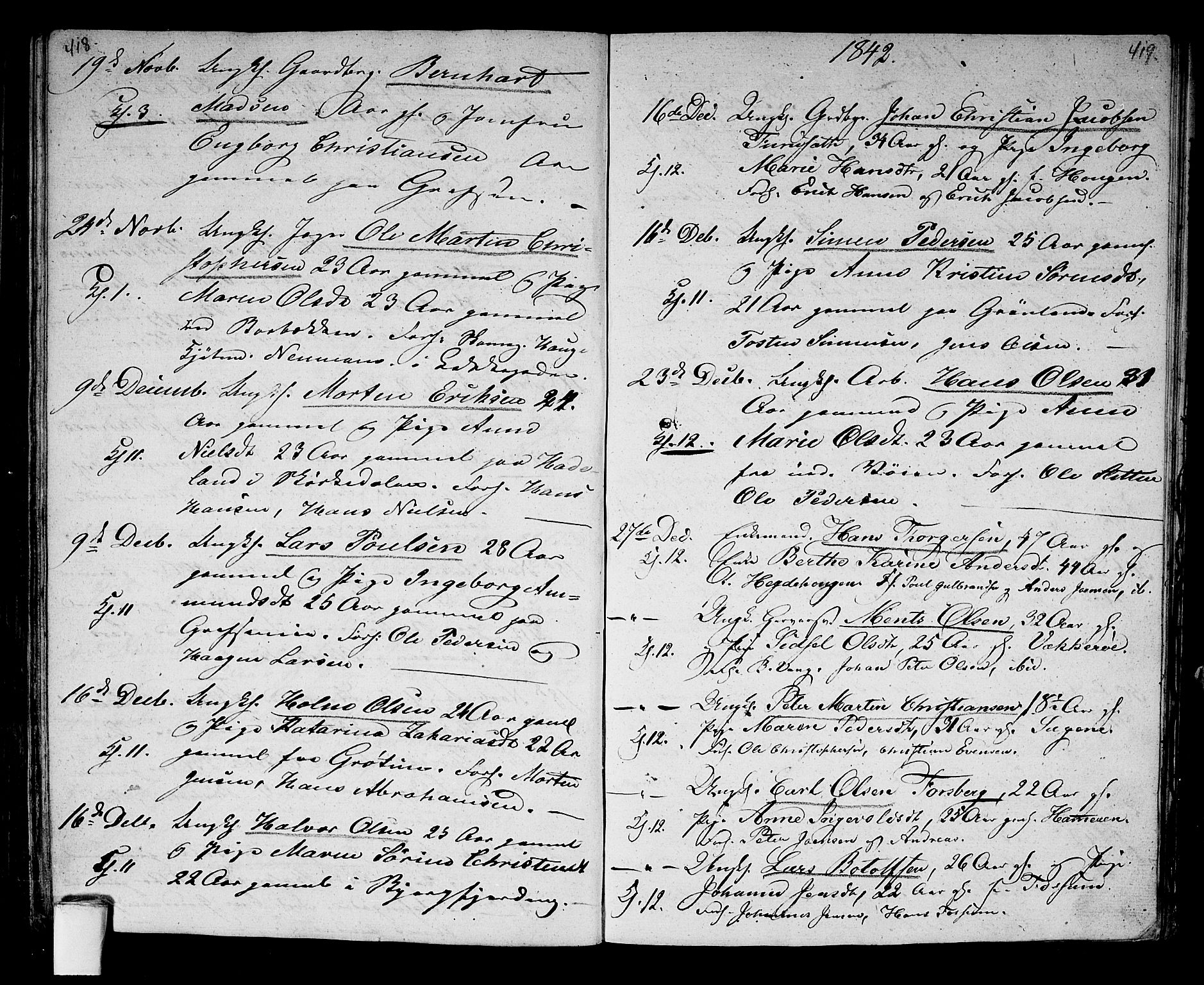 Aker prestekontor kirkebøker, SAO/A-10861/G/L0007: Parish register (copy) no. 7, 1838-1846, p. 418-419