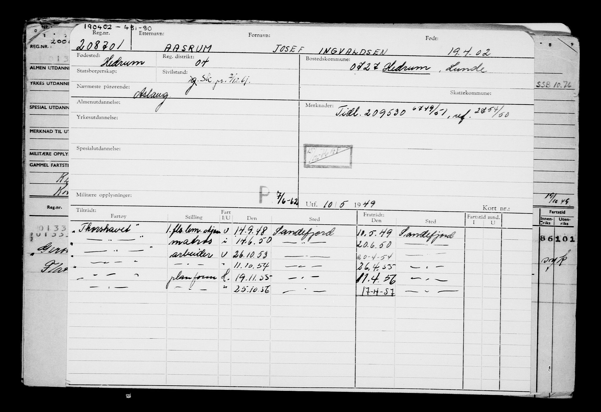 Direktoratet for sjømenn, AV/RA-S-3545/G/Gb/L0044: Hovedkort, 1902, p. 207