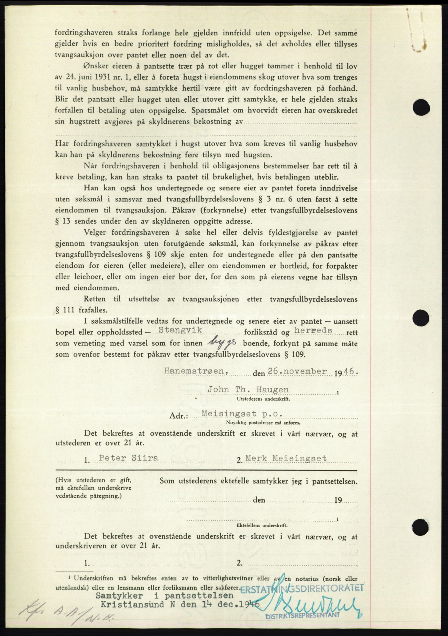 Nordmøre sorenskriveri, AV/SAT-A-4132/1/2/2Ca: Mortgage book no. B95, 1946-1947, Diary no: : 32/1947