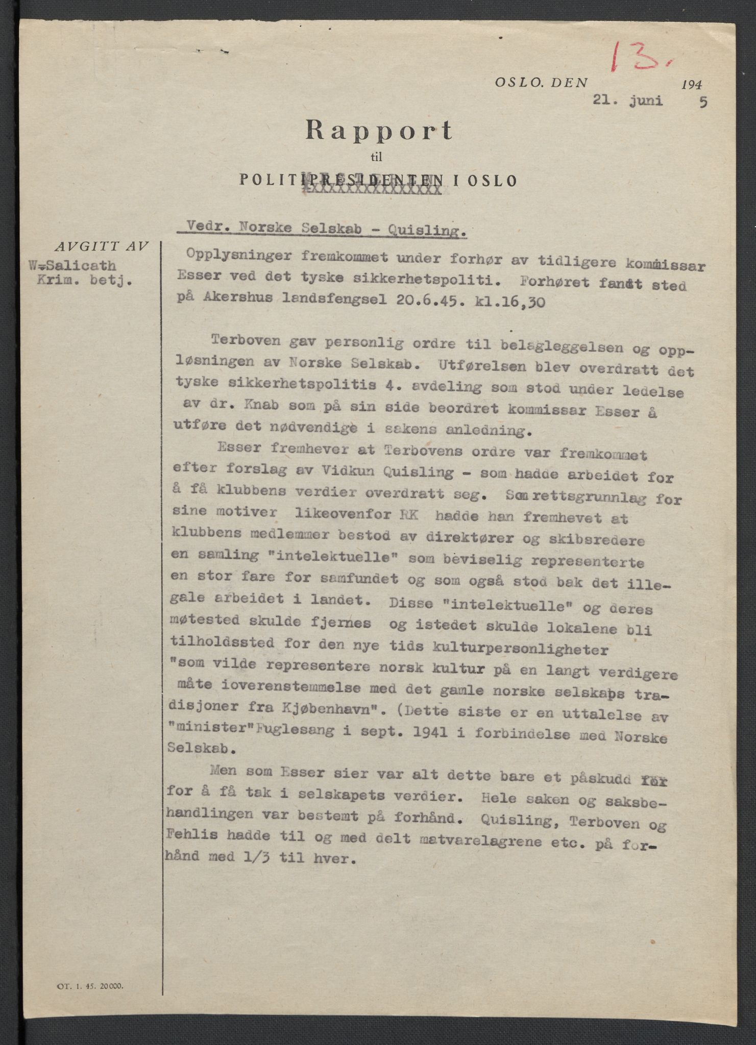 Landssvikarkivet, Oslo politikammer, AV/RA-S-3138-01/D/Da/L0003: Dnr. 29, 1945, p. 2622