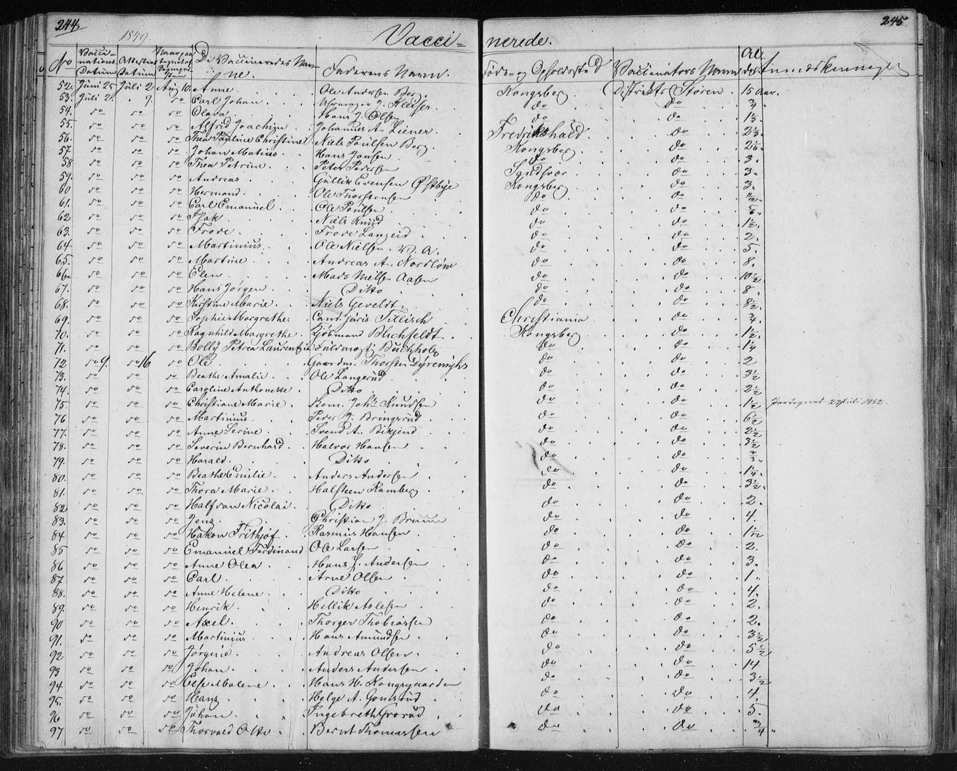 Kongsberg kirkebøker, SAKO/A-22/F/Fa/L0009: Parish register (official) no. I 9, 1839-1858, p. 244-245
