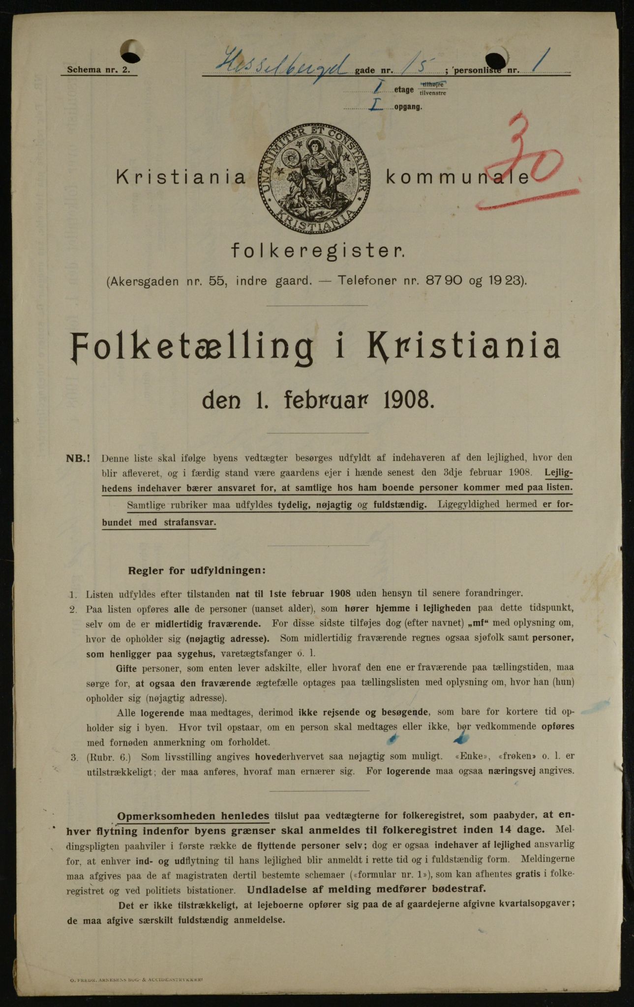 OBA, Municipal Census 1908 for Kristiania, 1908, p. 36099