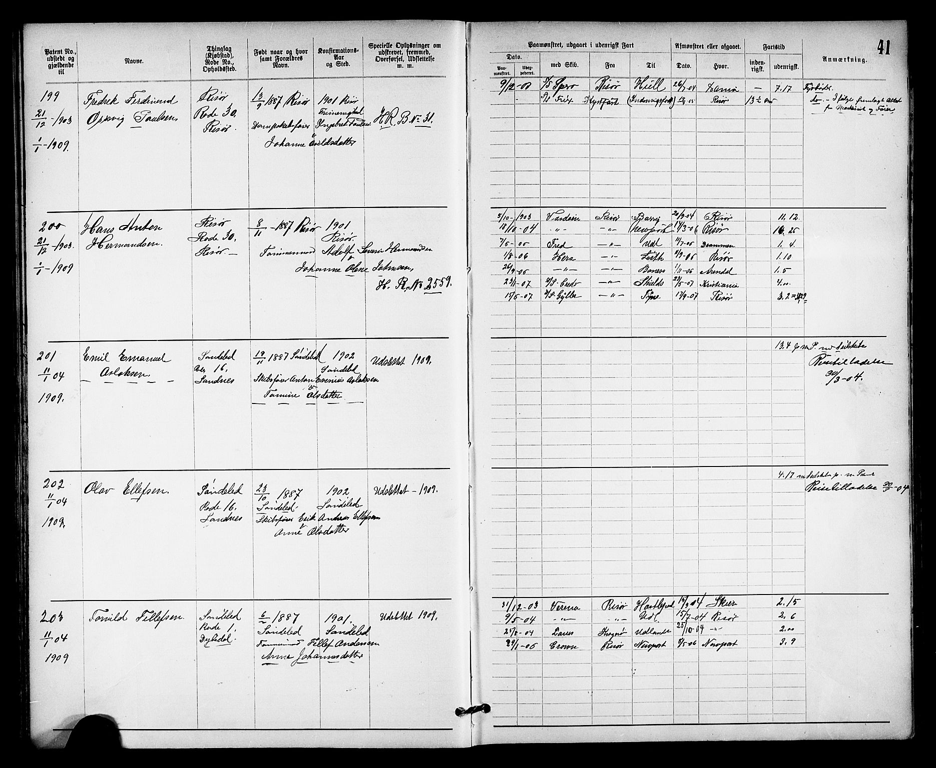 Risør mønstringskrets, AV/SAK-2031-0010/F/Fa/L0004: Annotasjonsrulle nr 1914-1915 og nr 1-477, T-8, 1899-1911, p. 43