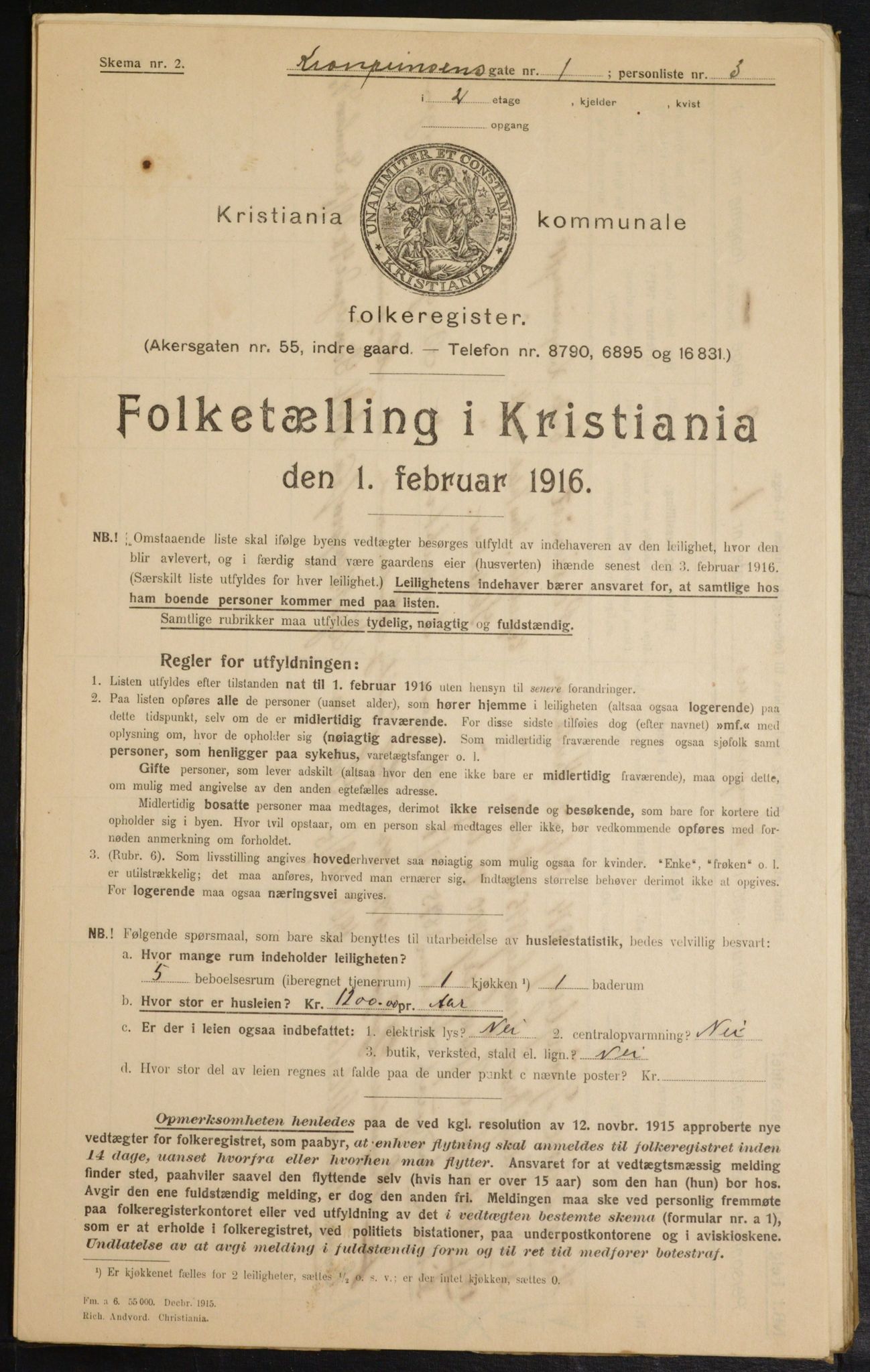 OBA, Municipal Census 1916 for Kristiania, 1916, p. 55677