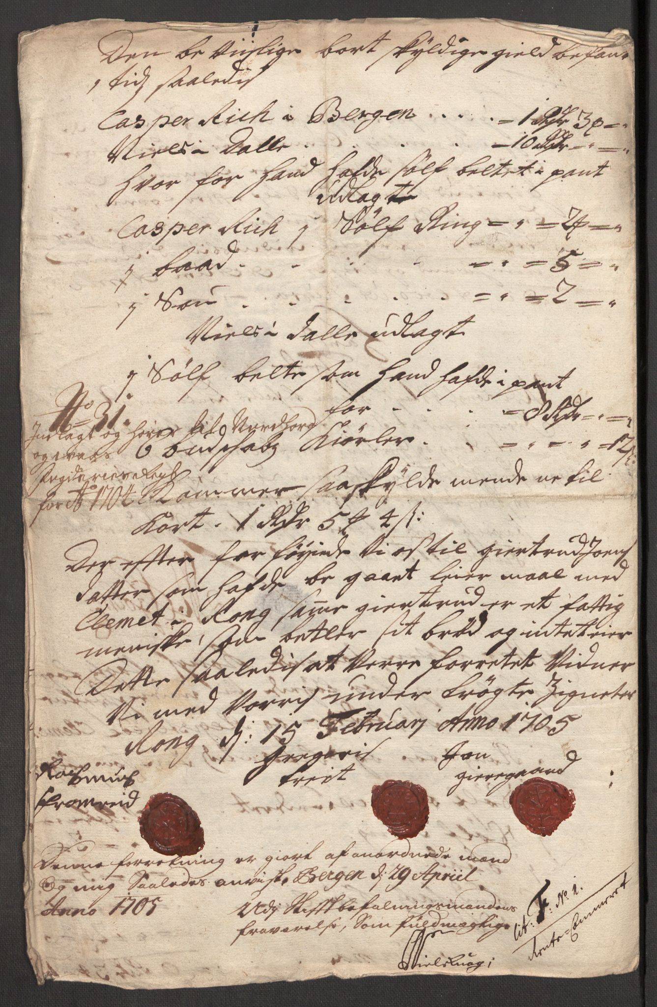 Rentekammeret inntil 1814, Reviderte regnskaper, Fogderegnskap, AV/RA-EA-4092/R51/L3187: Fogderegnskap Nordhordland og Voss, 1704-1705, p. 210