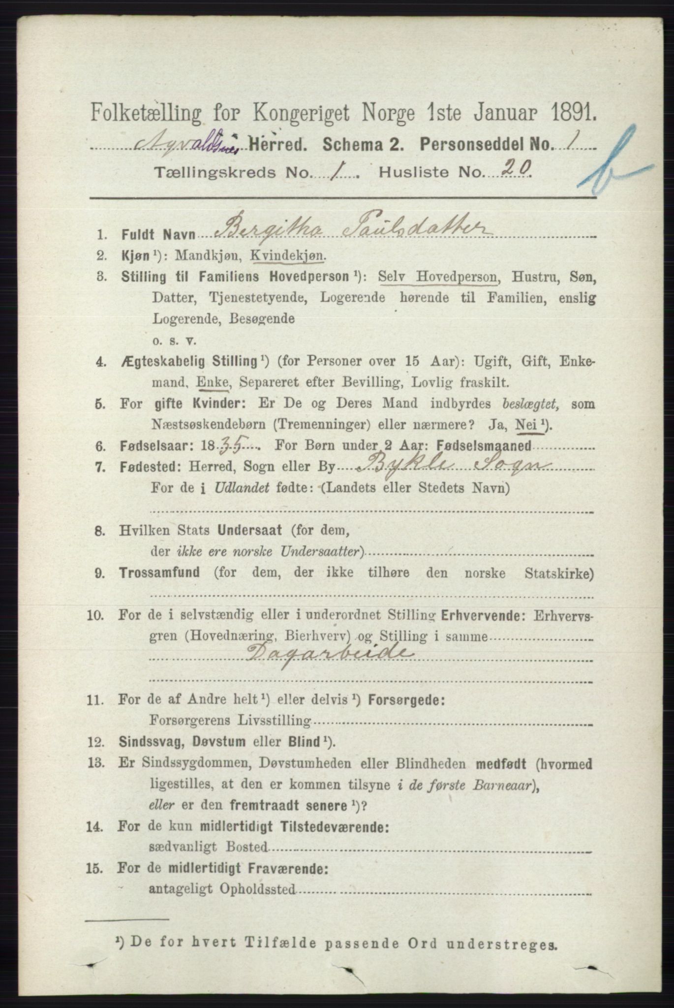 RA, 1891 census for 1147 Avaldsnes, 1891, p. 1337