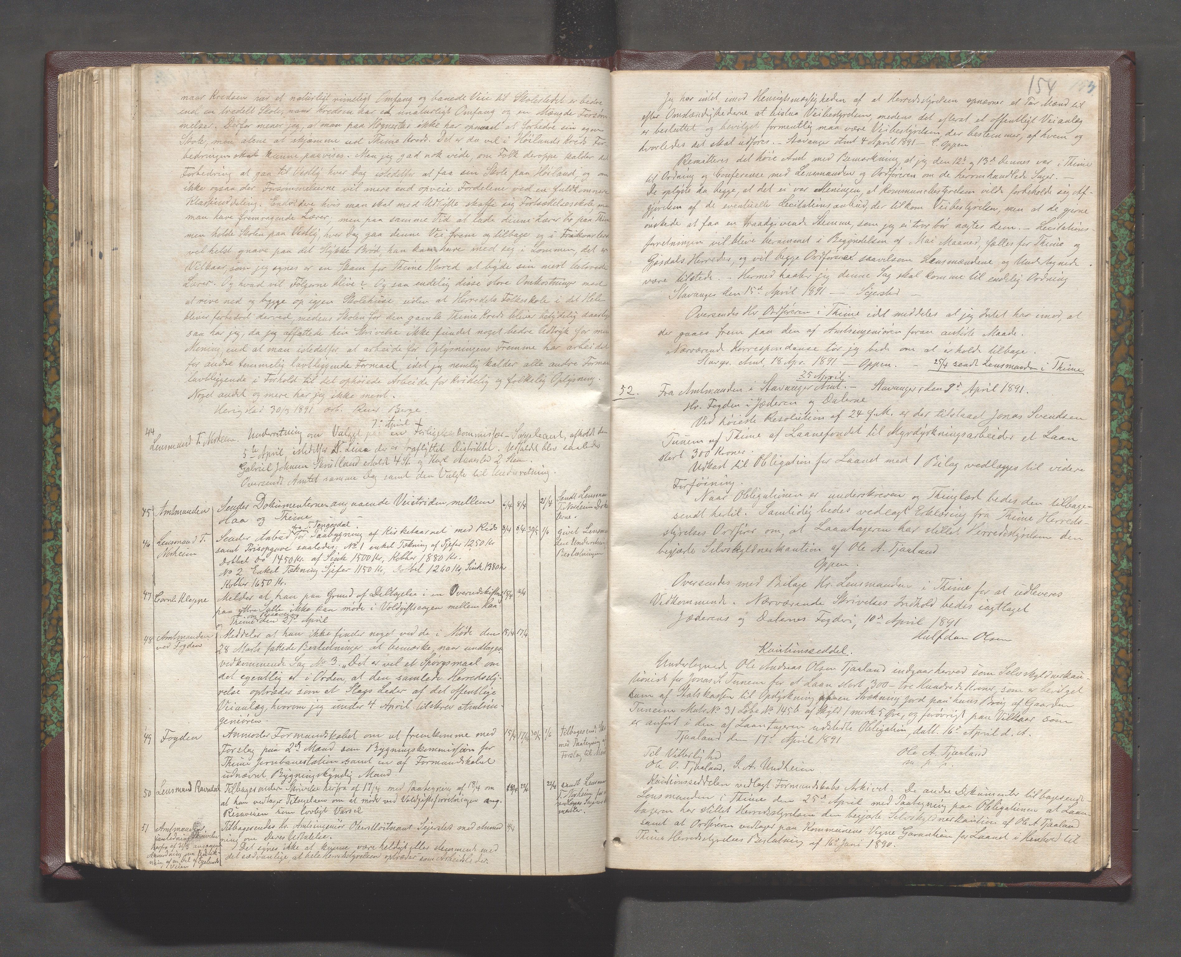 Time kommune - Formannskapet, IKAR/K-100592/C/Ca/L0001: Journal, 1837-1894, p. 154