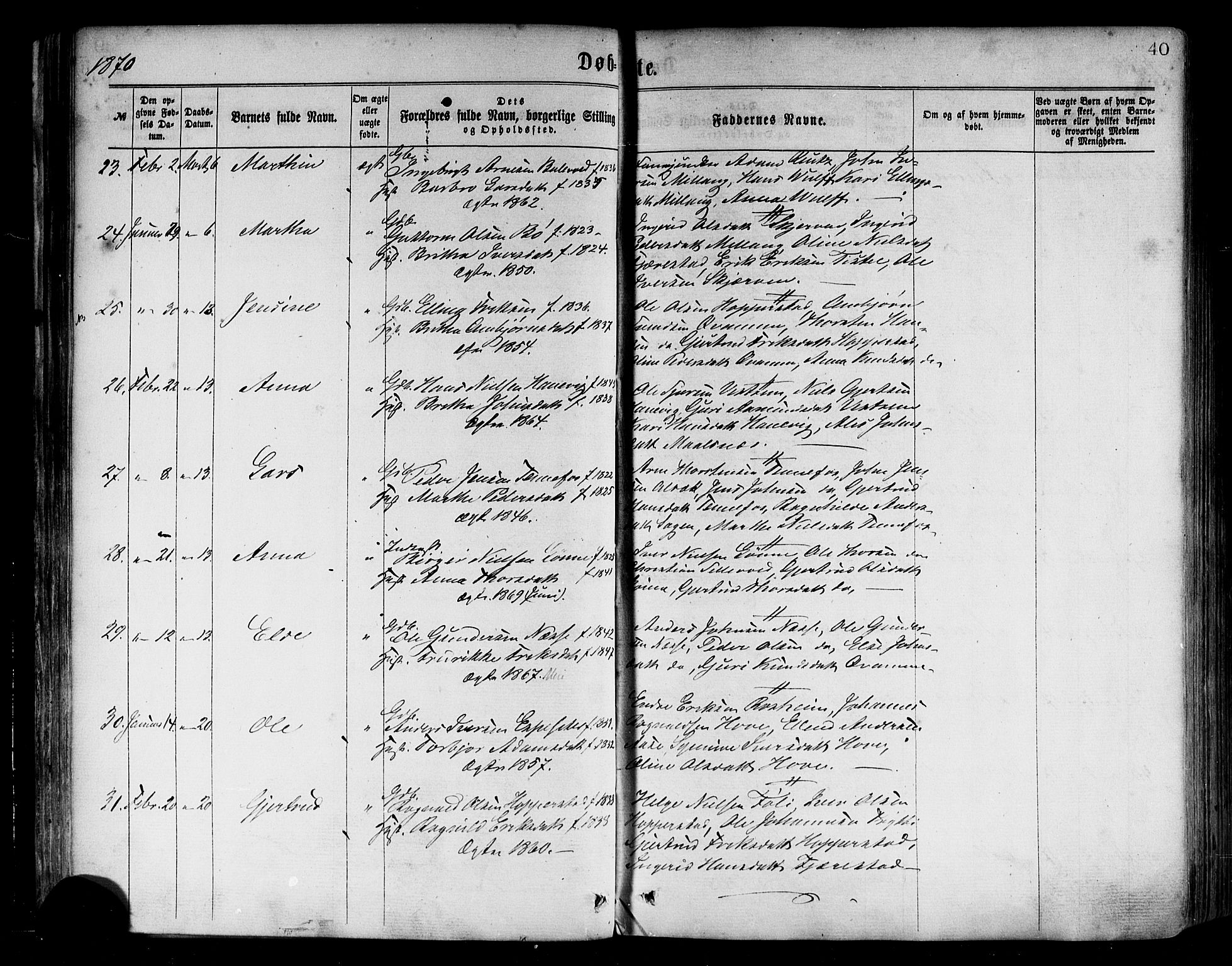 Vik sokneprestembete, SAB/A-81501: Parish register (official) no. A 9, 1866-1877, p. 40