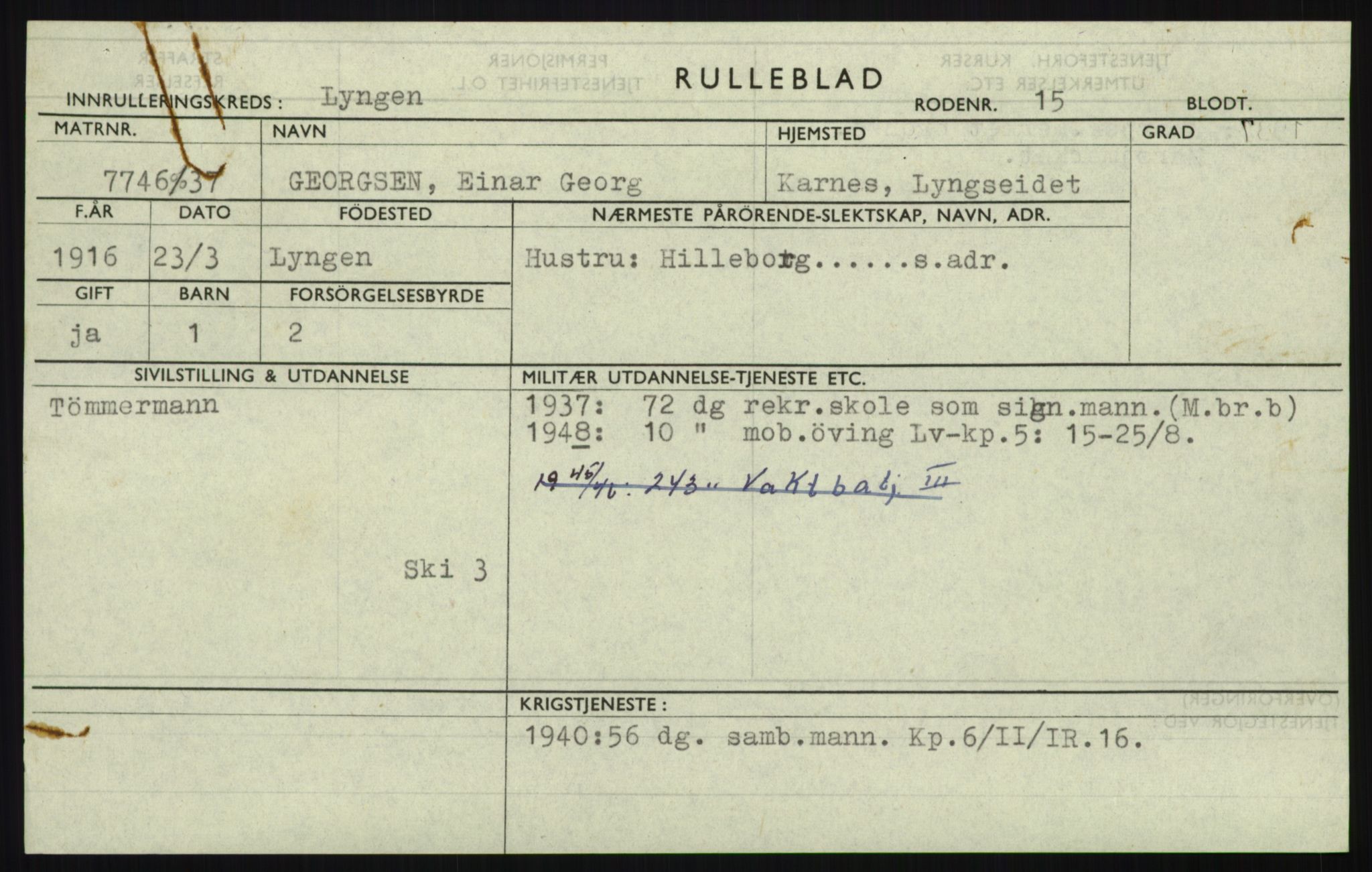 Forsvaret, Troms infanteriregiment nr. 16, AV/RA-RAFA-3146/P/Pa/L0021: Rulleblad for regimentets menige mannskaper, årsklasse 1937, 1937, p. 205