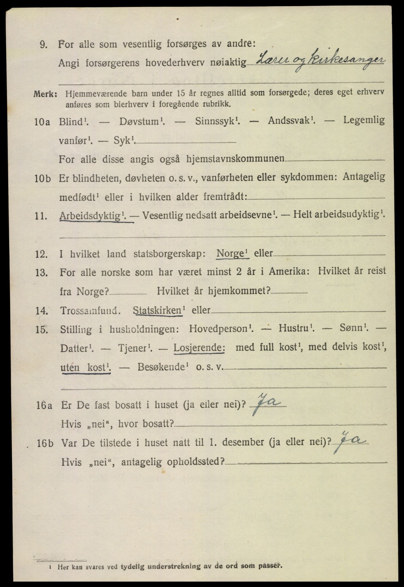 SAK, 1920 census for Hornnes, 1920, p. 1844