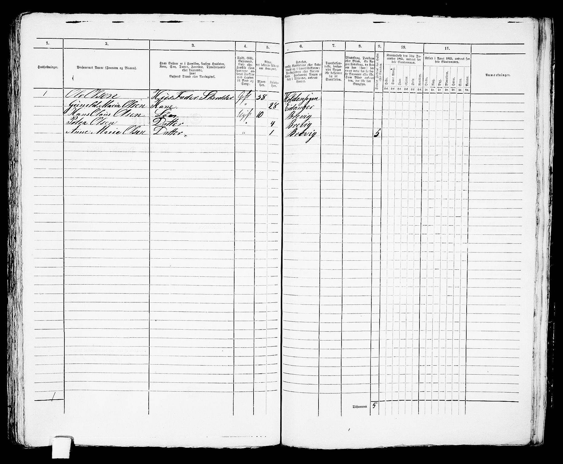 RA, 1865 census for Brevik, 1865, p. 680