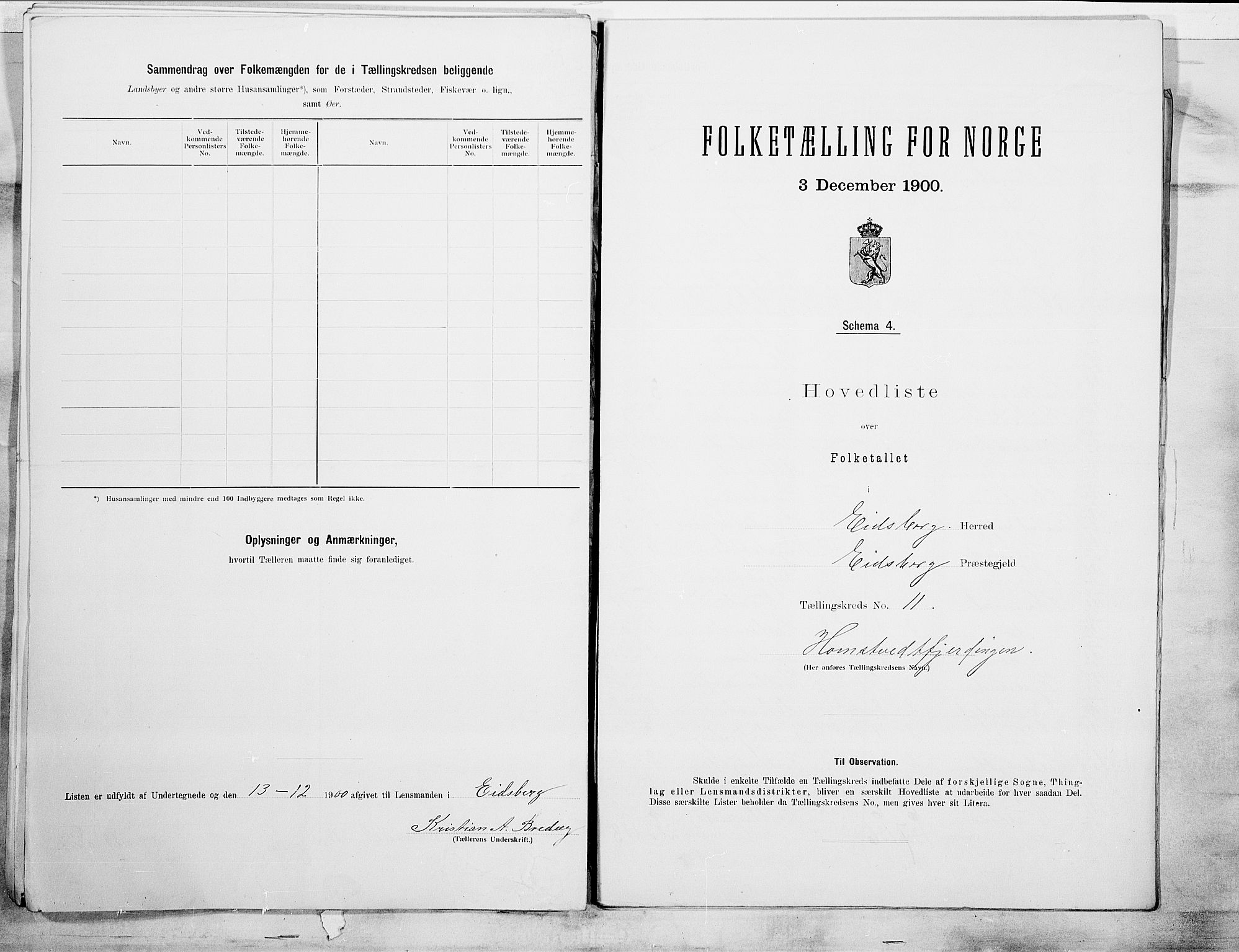 SAO, 1900 census for Eidsberg, 1900, p. 26