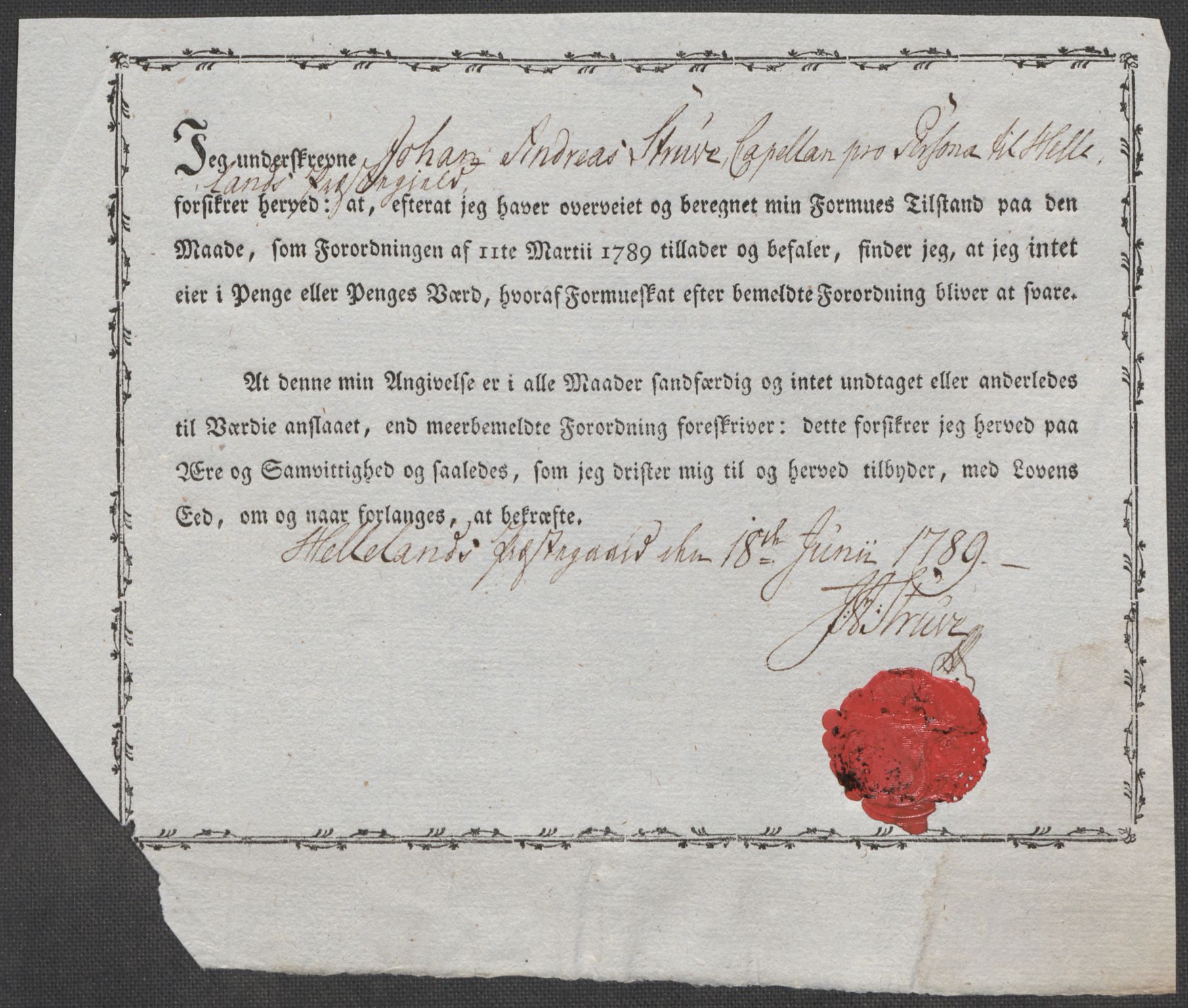 Rentekammeret inntil 1814, Reviderte regnskaper, Mindre regnskaper, AV/RA-EA-4068/Rf/Rfe/L0018: Jarlsberg grevskap, Jæren og Dalane fogderi, 1789, p. 236