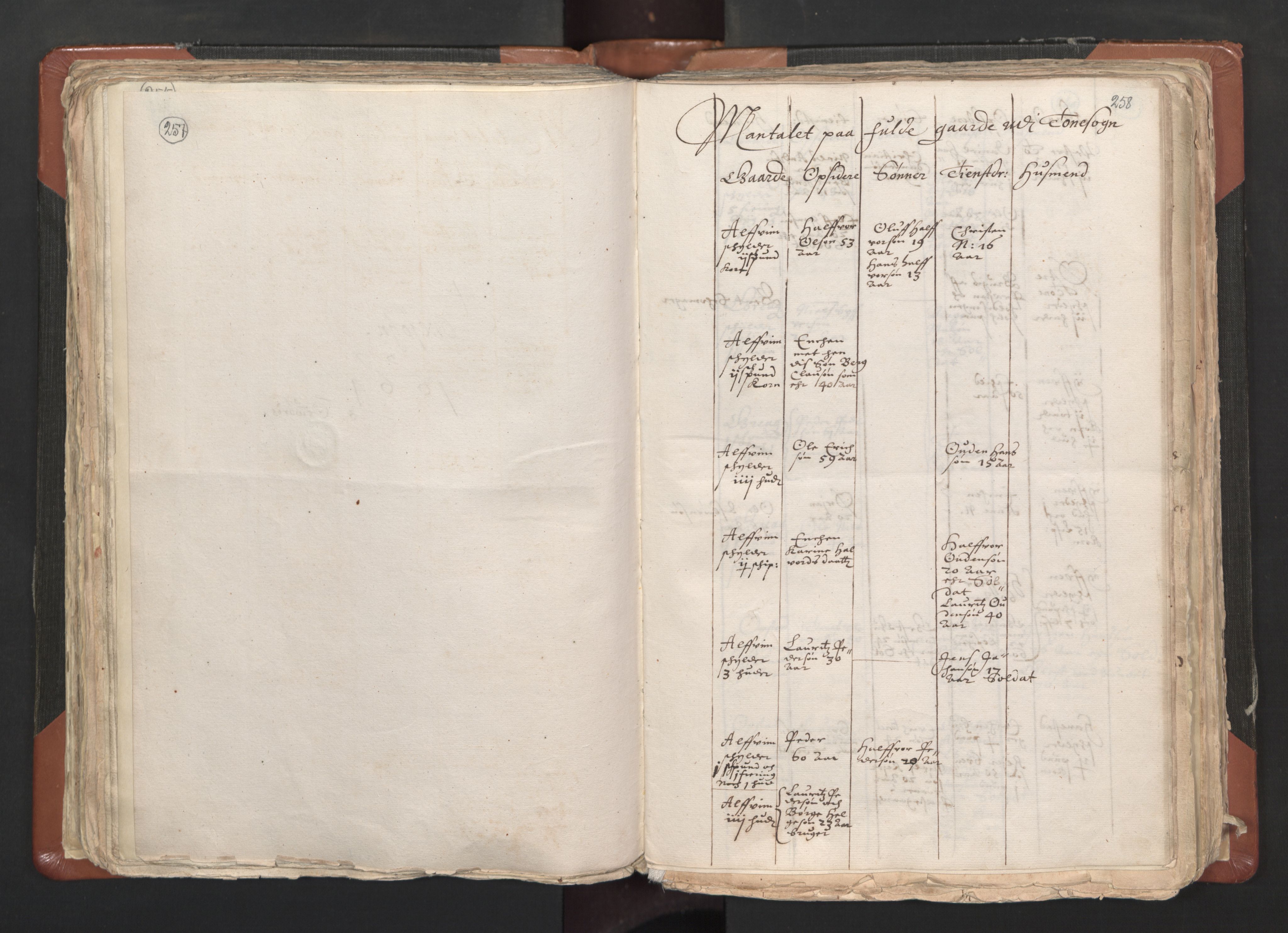 RA, Vicar's Census 1664-1666, no. 1: Nedre Borgesyssel deanery, 1664-1666, p. 257-258