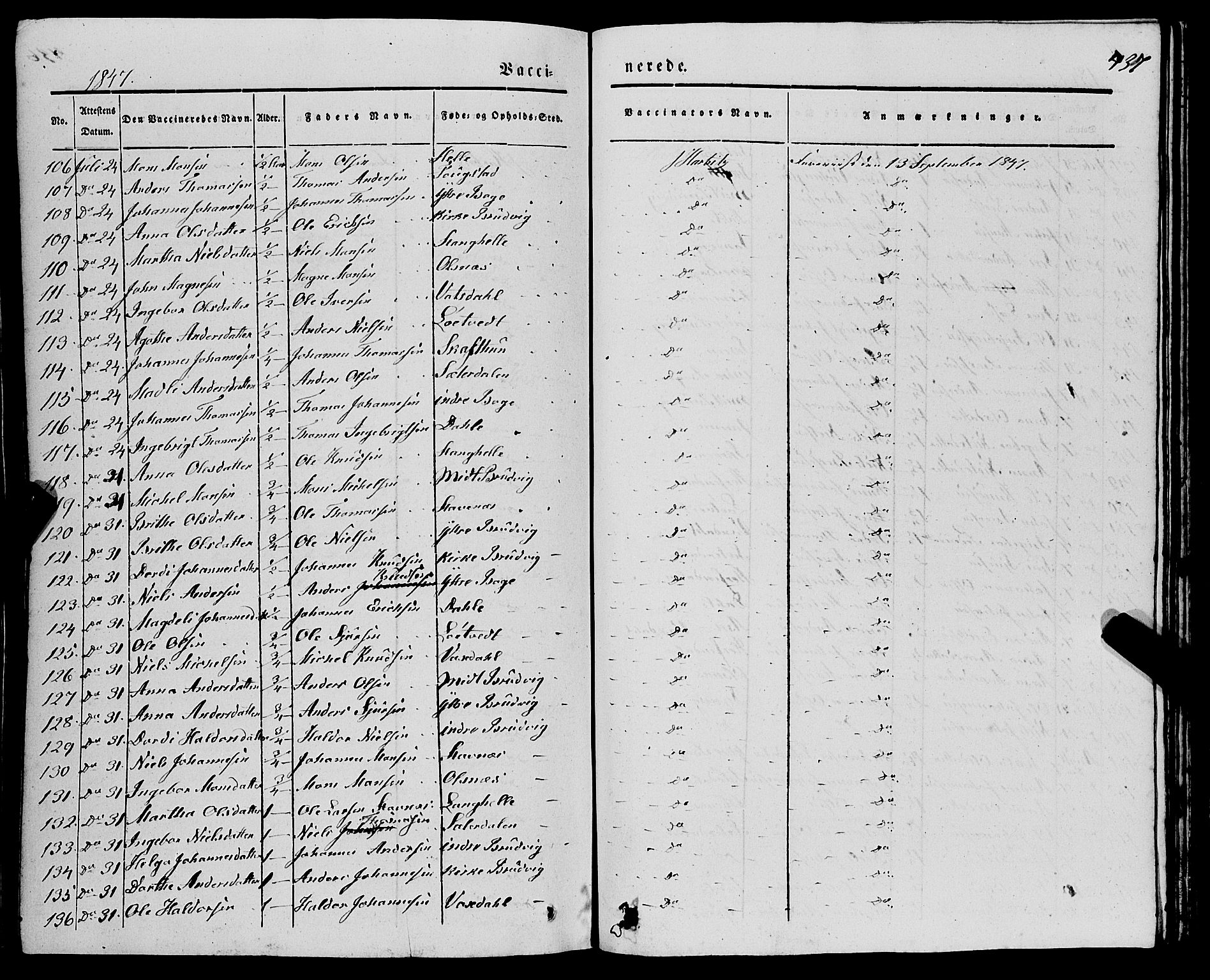 Haus sokneprestembete, AV/SAB-A-75601/H/Haa: Parish register (official) no. A 15, 1838-1847, p. 437