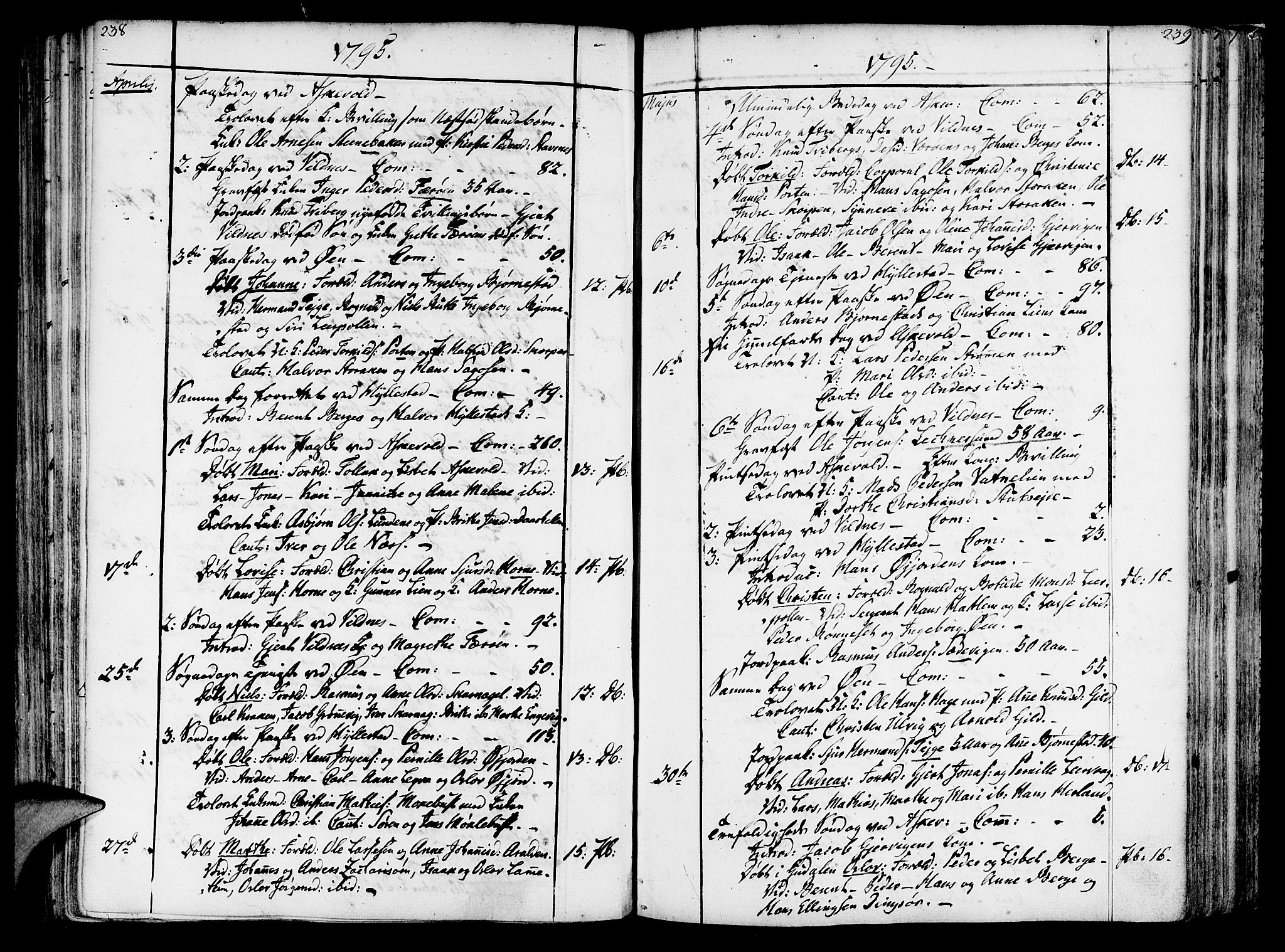 Askvoll sokneprestembete, SAB/A-79501/H/Haa/Haaa/L0009: Parish register (official) no. A 9, 1776-1821, p. 238-239