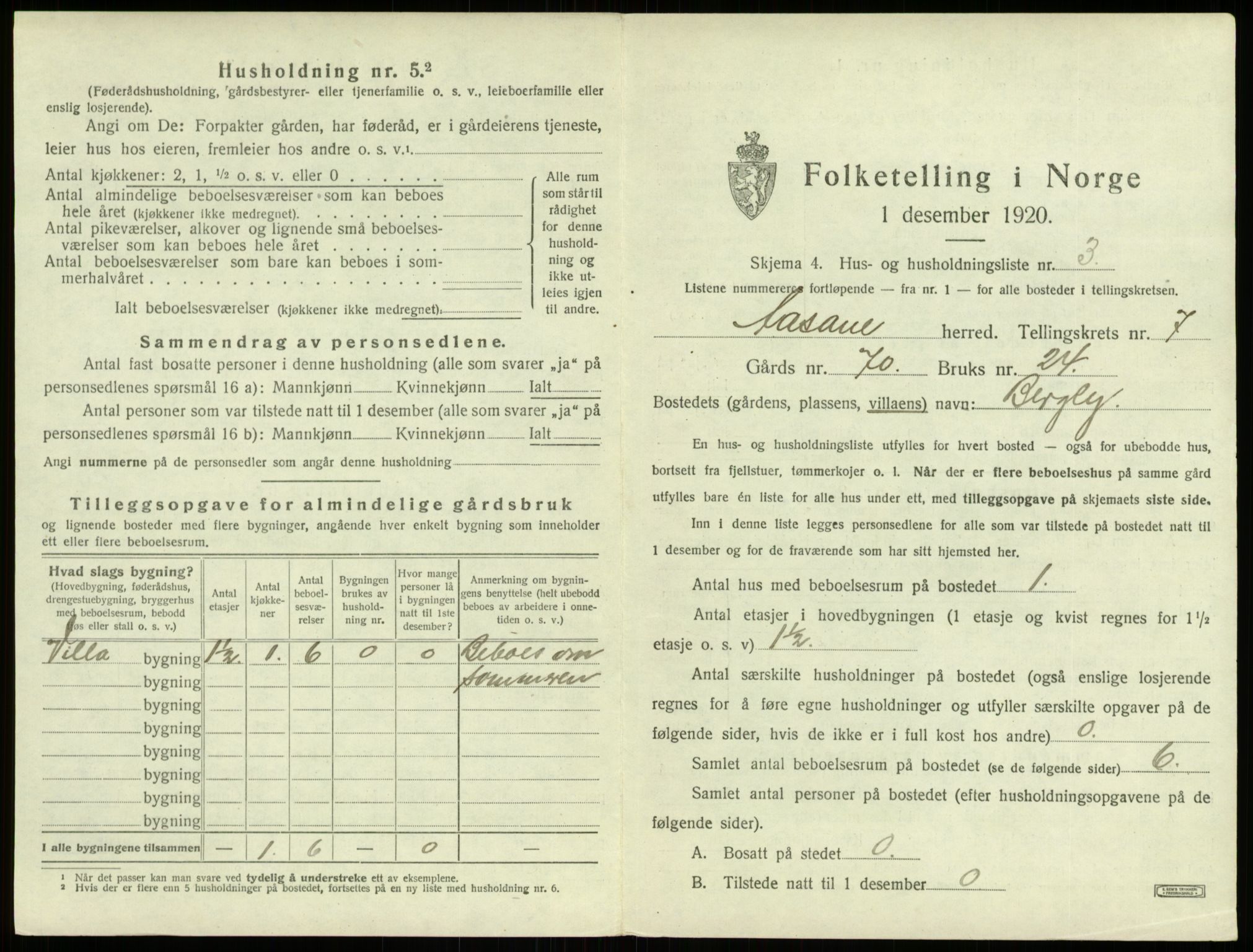 SAB, 1920 census for Åsane, 1920, p. 661