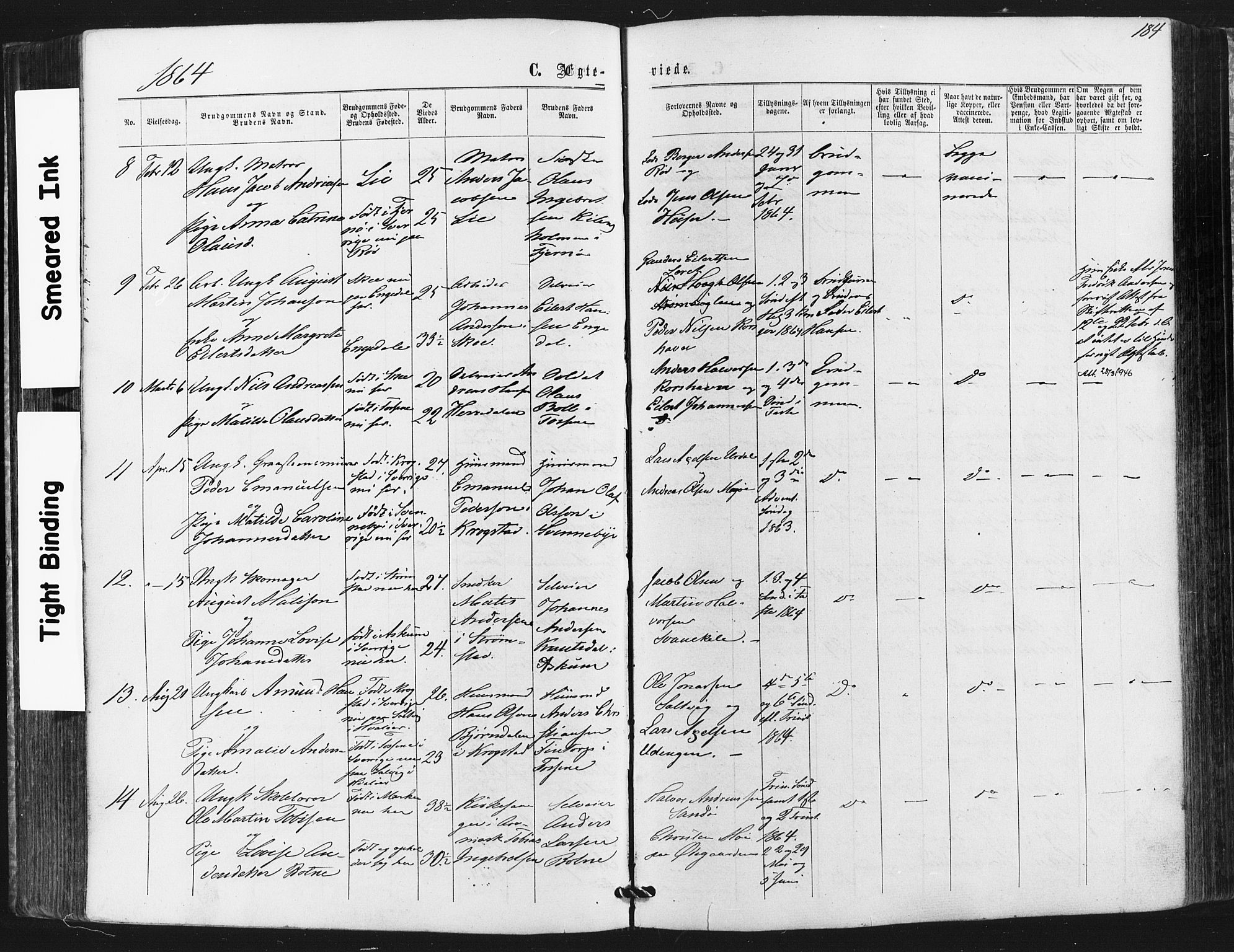 Hvaler prestekontor Kirkebøker, SAO/A-2001/F/Fa/L0007: Parish register (official) no. I 7, 1864-1878, p. 184