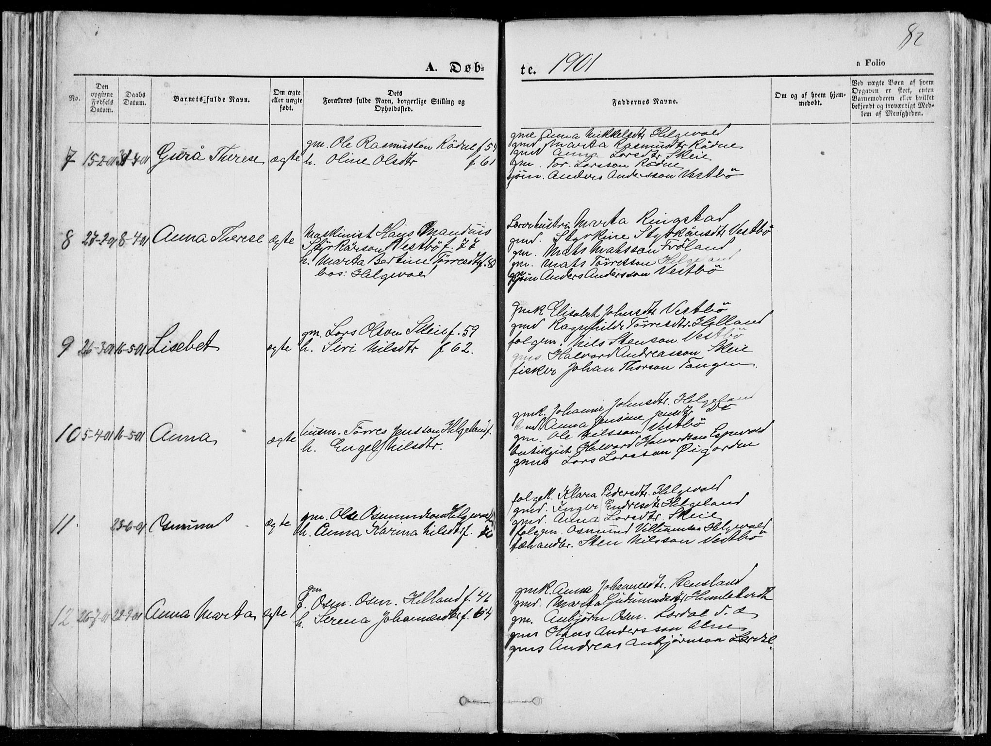 Vikedal sokneprestkontor, SAST/A-101840/01/V: Parish register (copy) no. B 10, 1864-1926, p. 82