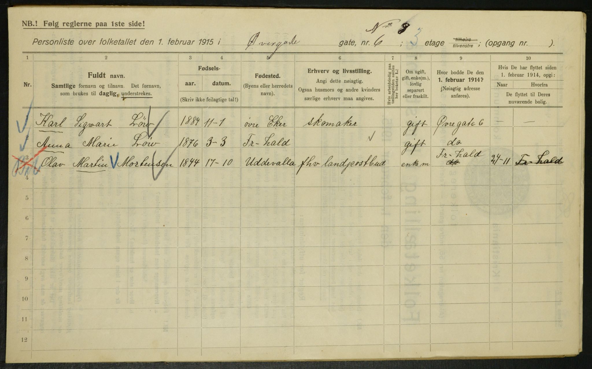 OBA, Municipal Census 1915 for Kristiania, 1915, p. 130453