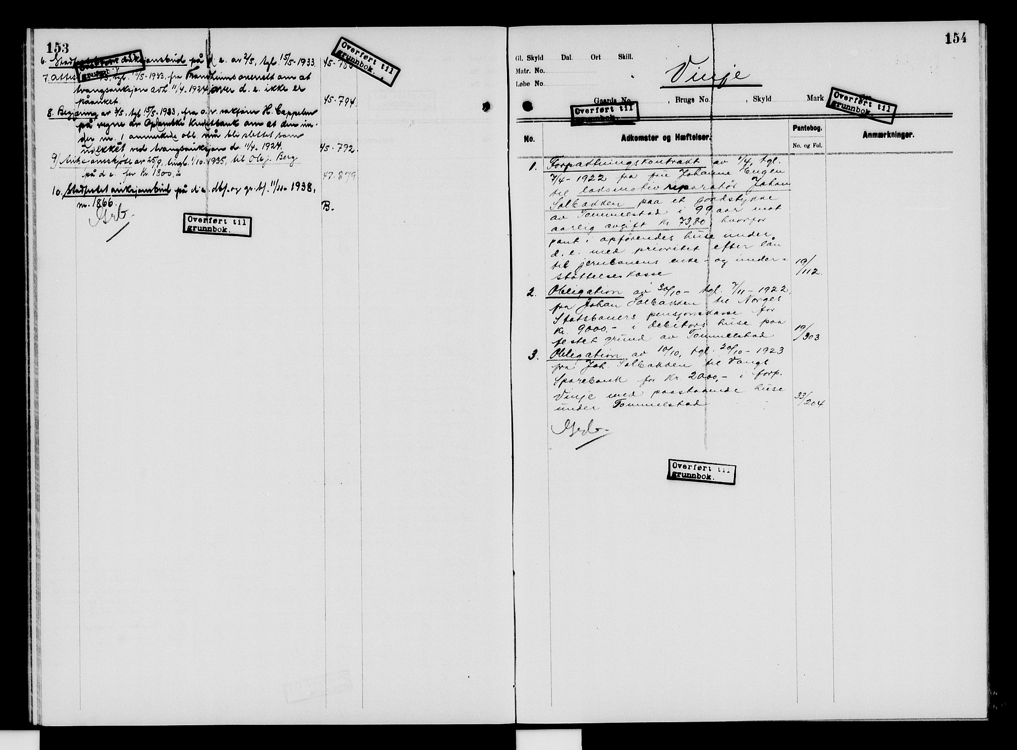 Nord-Hedmark sorenskriveri, SAH/TING-012/H/Ha/Had/Hade/L0009: Mortgage register no. 4.9, 1924-1940, p. 153-154