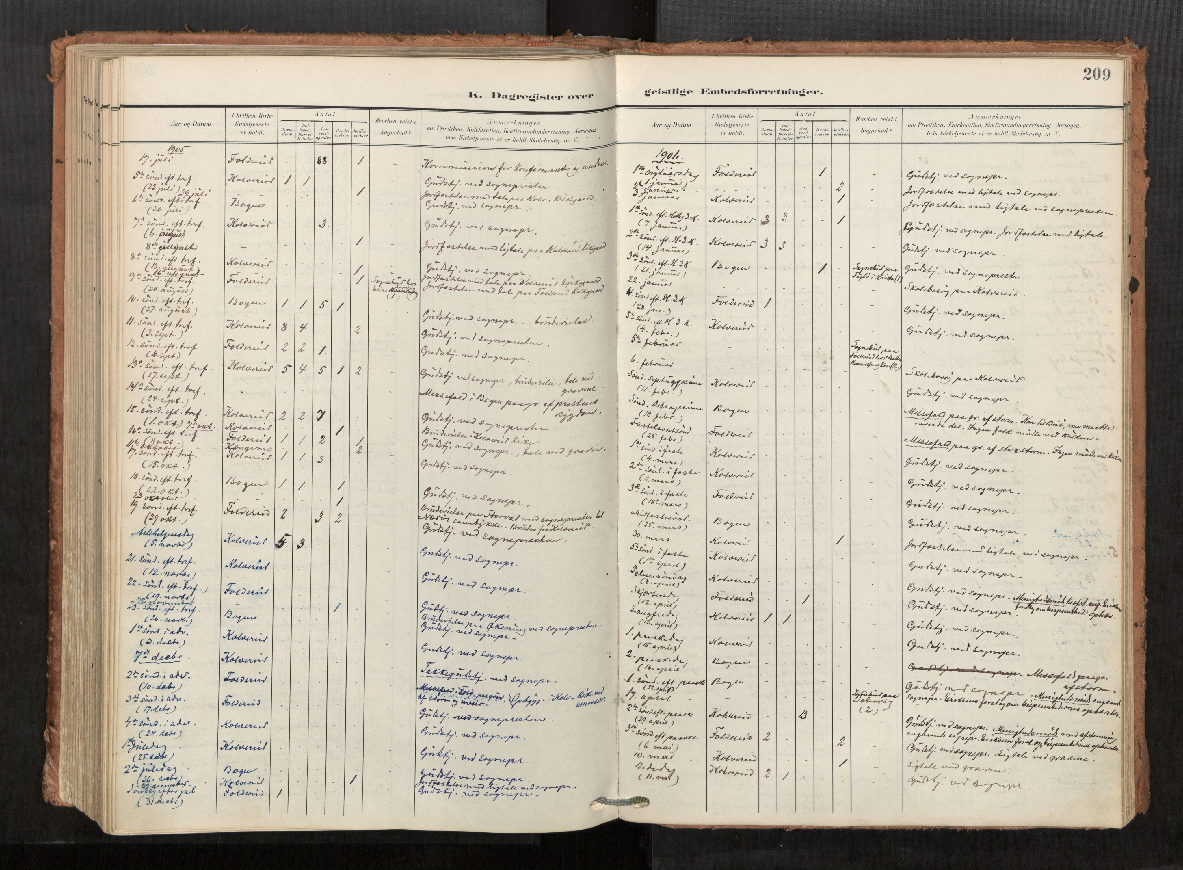 Kolvereid sokneprestkontor, SAT/A-1171/H/Ha/Haa/L0001: Parish register (official) no. 1, 1903-1922, p. 209