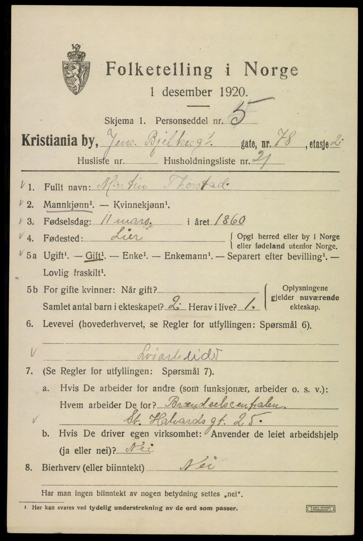 SAO, 1920 census for Kristiania, 1920, p. 322283