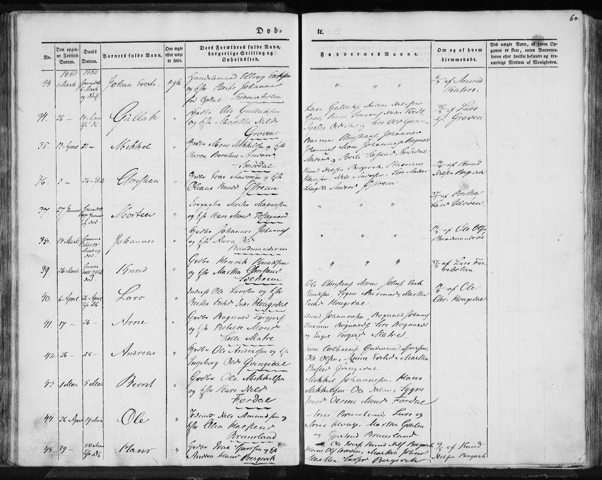 Lindås Sokneprestembete, AV/SAB-A-76701/H/Haa/Haaa/L0010: Parish register (official) no. A 10, 1842-1862, p. 60