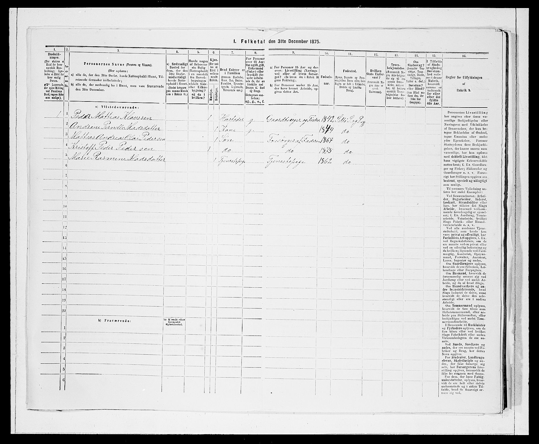 SAB, 1875 Census for 1441P Selje, 1875, p. 1587