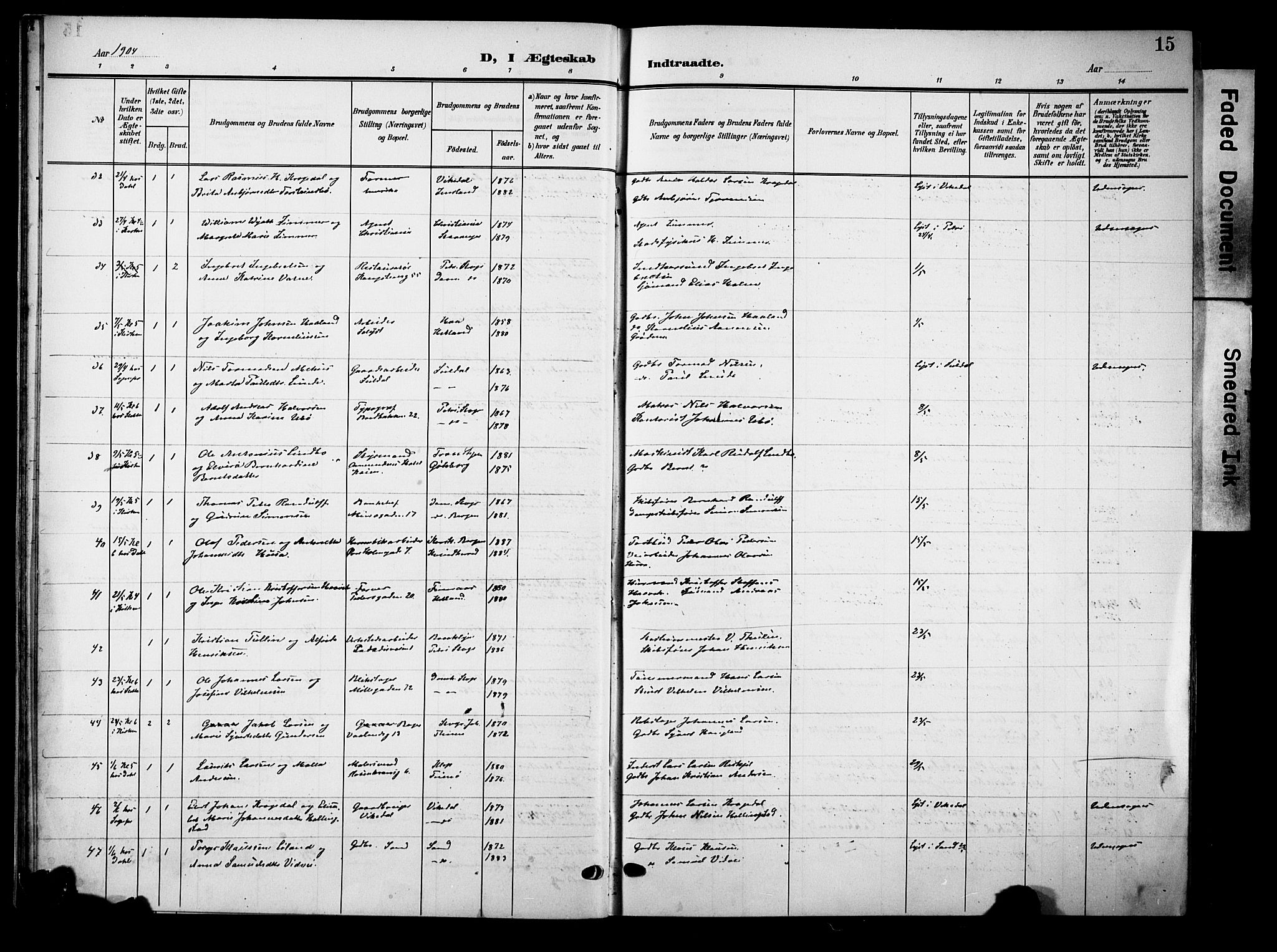 Domkirken sokneprestkontor, AV/SAST-A-101812/001/30/30BB/L0017: Parish register (copy) no. B 17, 1902-1921, p. 15