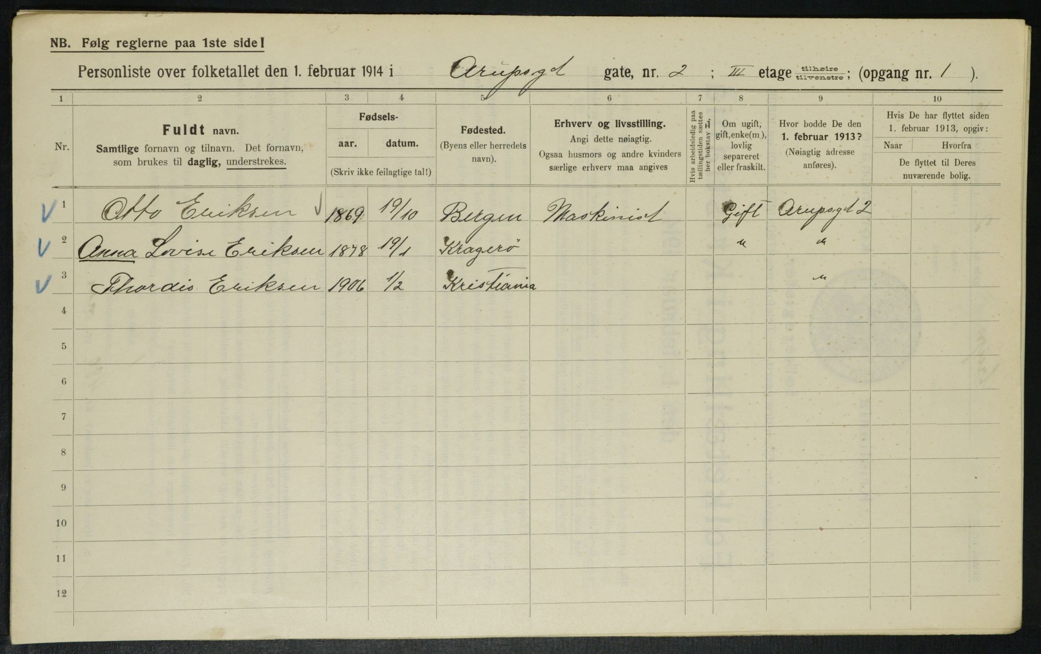 OBA, Municipal Census 1914 for Kristiania, 1914, p. 2178