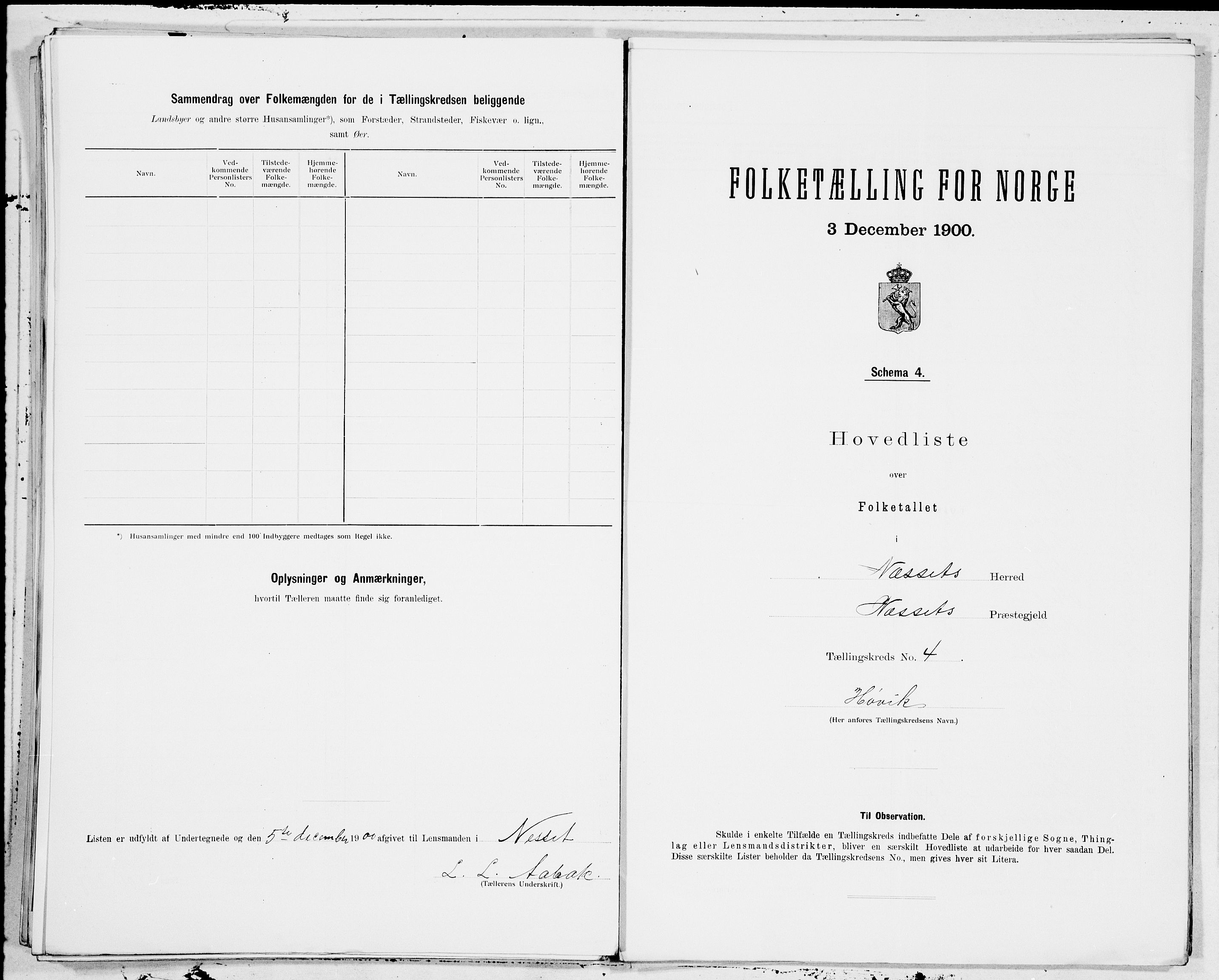 SAT, 1900 census for Nesset, 1900, p. 8