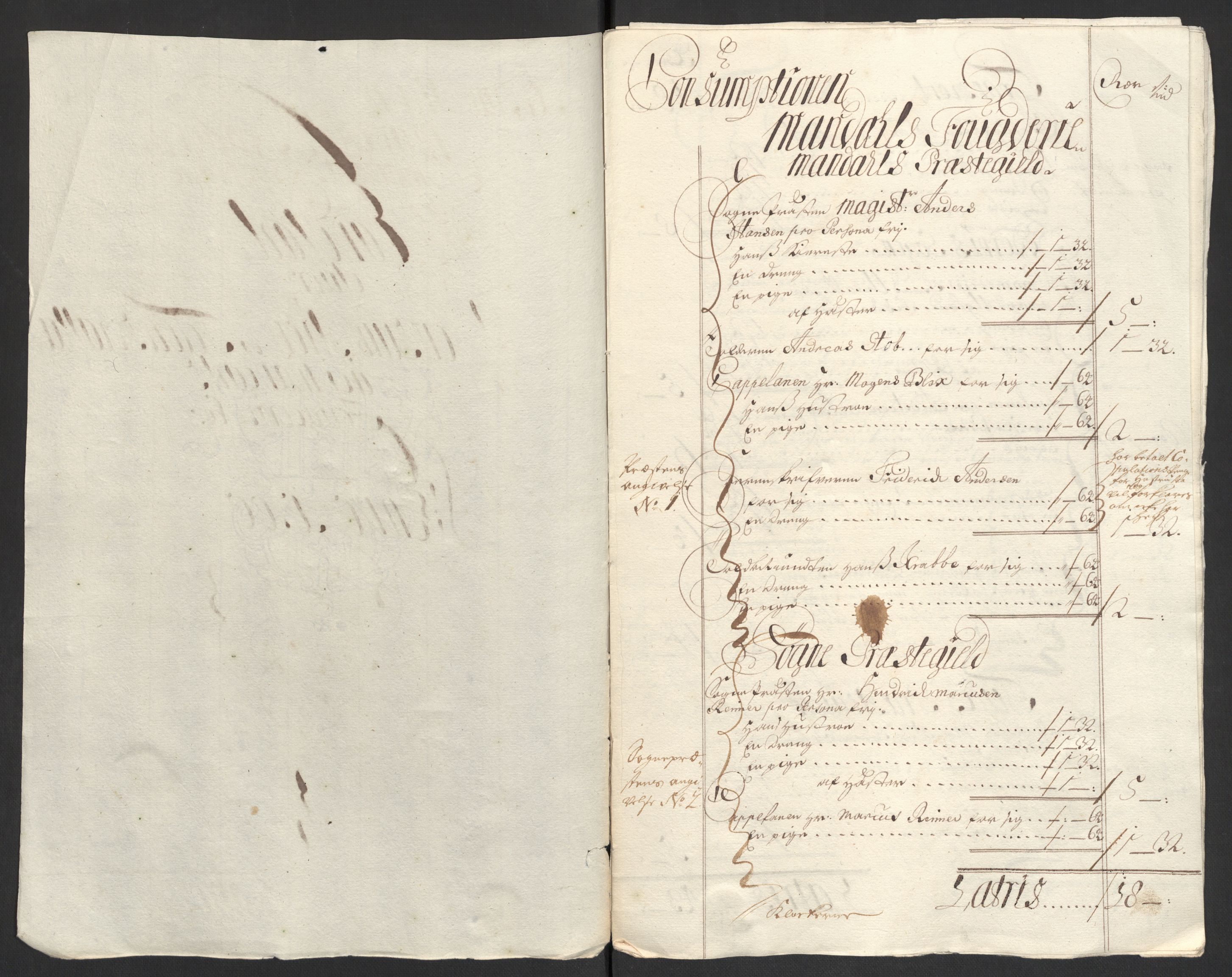 Rentekammeret inntil 1814, Reviderte regnskaper, Fogderegnskap, AV/RA-EA-4092/R43/L2548: Fogderegnskap Lista og Mandal, 1700, p. 125