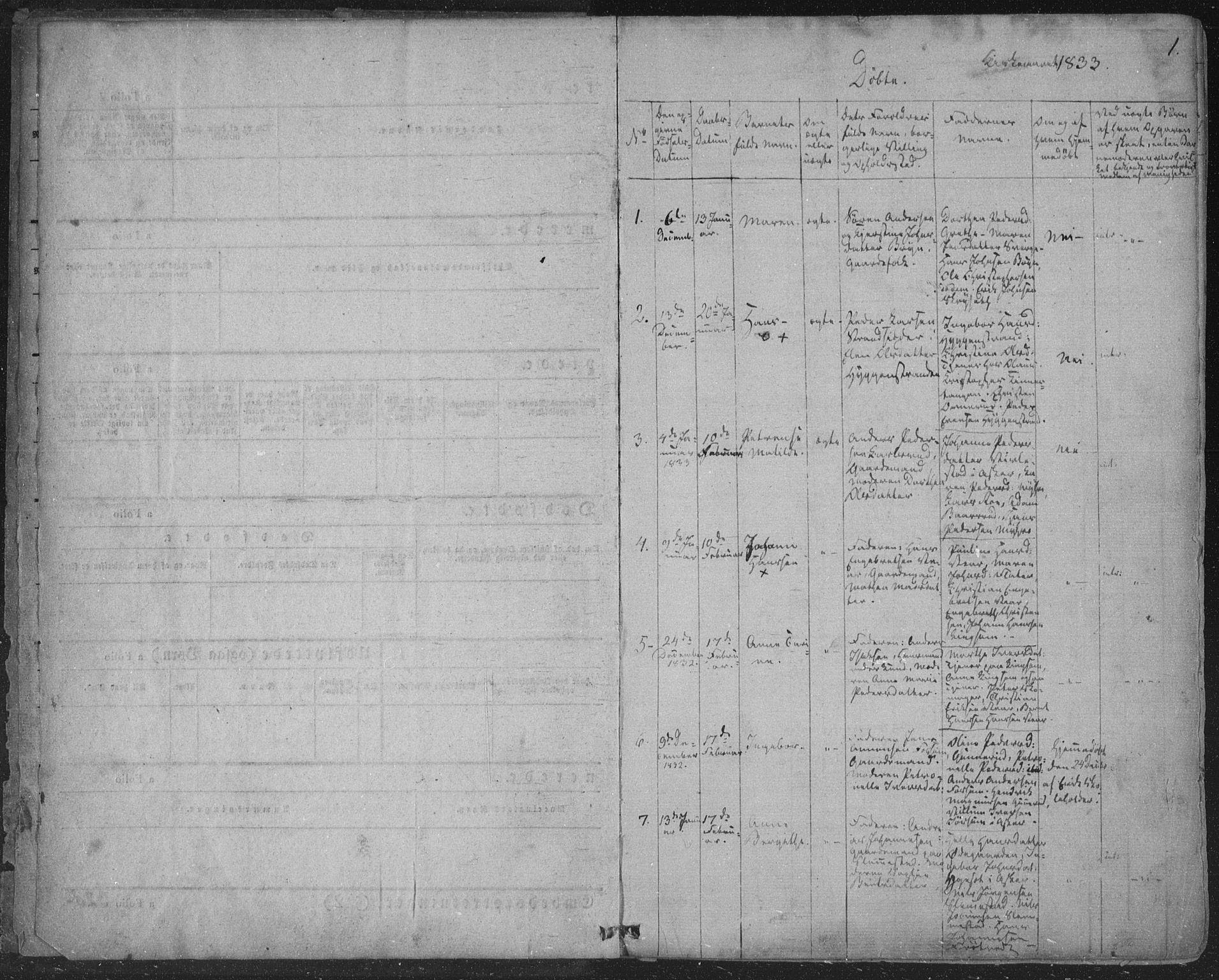 Røyken kirkebøker, AV/SAKO-A-241/F/Fa/L0005: Parish register (official) no. 5, 1833-1856, p. 1